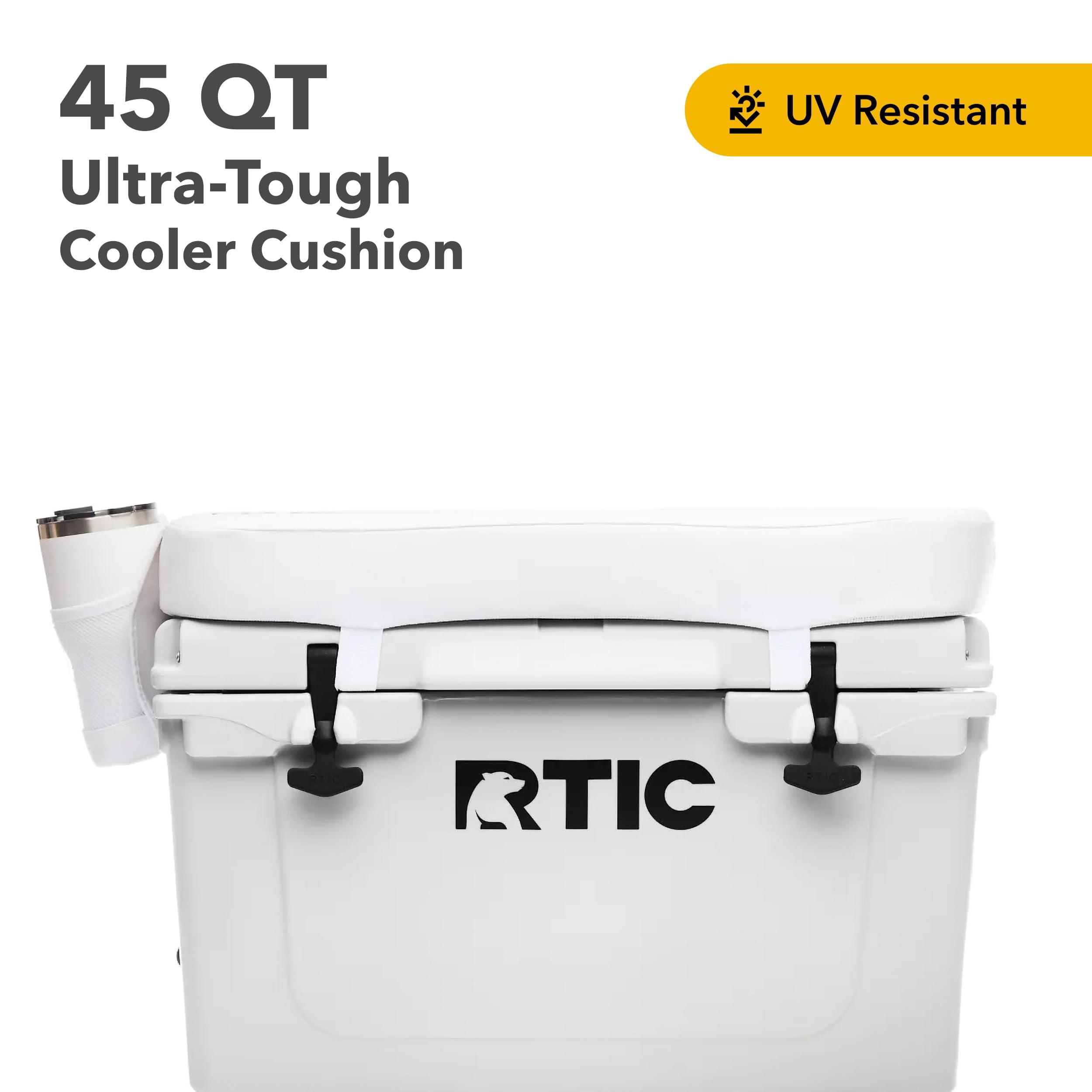 RTIC RTIC Cooler Seat Cushion Compatible Hard Coolers, Great for Family Travels, Boating Or Hunting, Easy Clean Vinyl, Buckle Fastening and Anti Slip, 45