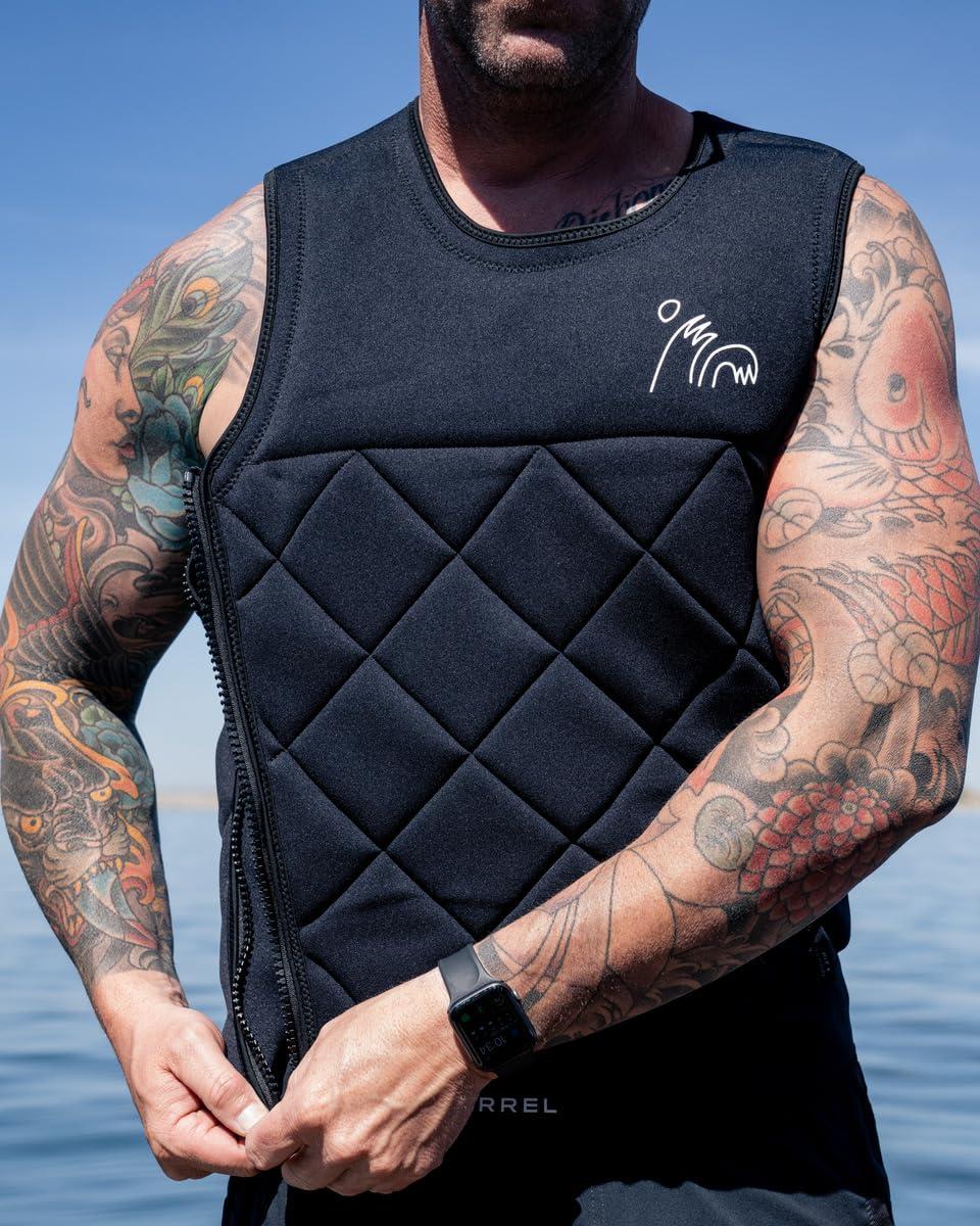PIT AND BARREL Mens Neoprene Wakesurf Impact Vest for Boating by Pit + Barrel Wake Surf Co. - Designed for Wake Surf and Skimboard, but Great for All Watersports Activities! Lightweight, Durable, and Timeless Style.