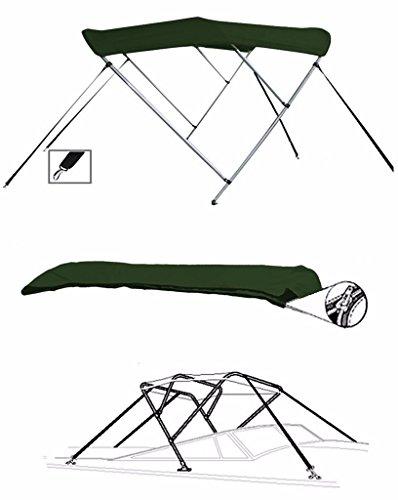 STOPBYUS STOPBYUS 7.6 oz Green 3 Bow Round Tube Boat Bimini TOP Sunshade Compatible for BAYLINER 2250 Santiago Center Console Fisherman 1979-1980