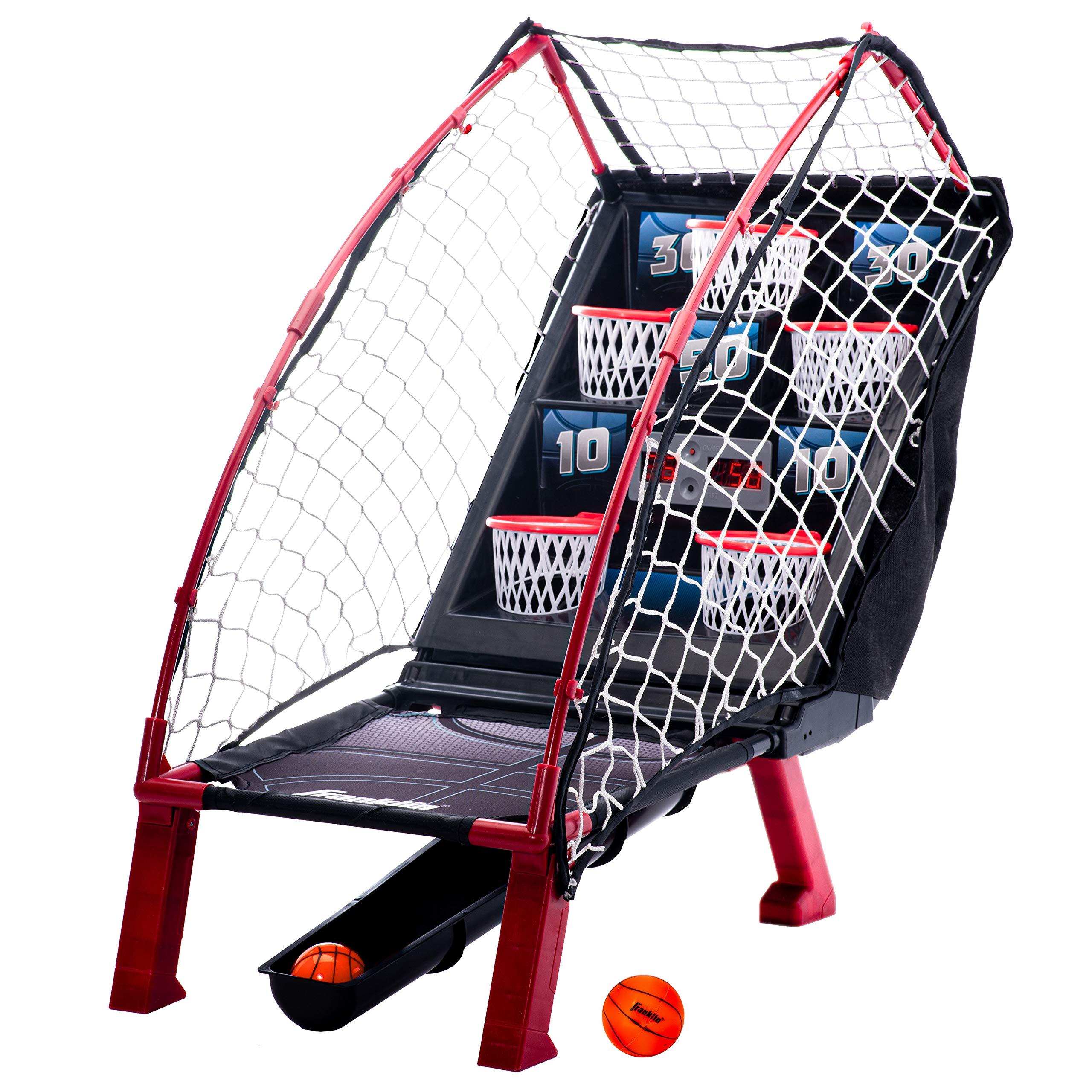 Franklin Sports Franklin Sports Basketball Arcade Game - Table Top Bounce A Bucket Shootout Basketball - Indoor Electronic Gameroom Game for Kids + Adults - Fun Toy for Boys + Girls - Red