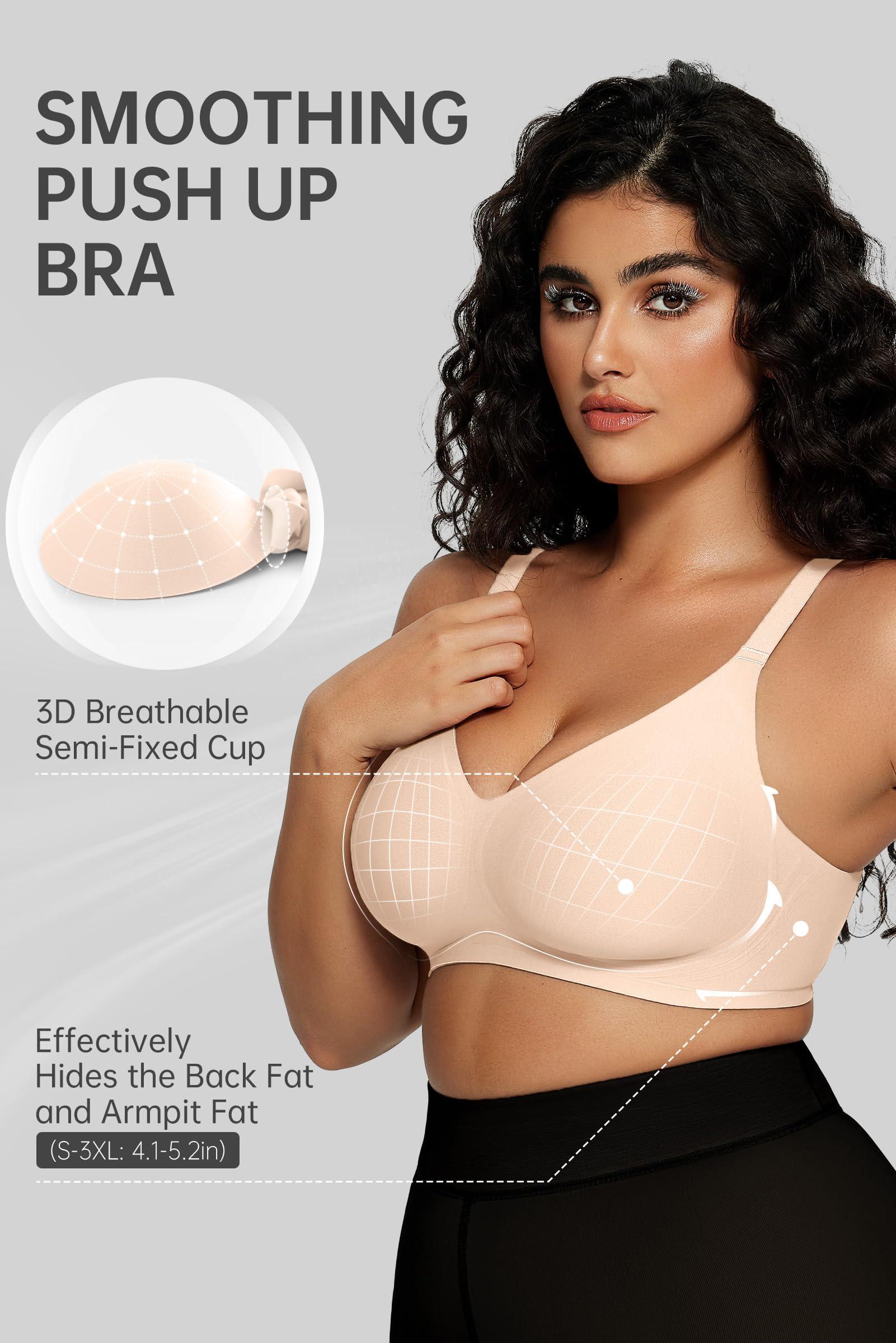 OEAK OEAK Women Comfortable Push Up Bras Wireless Seamless Full Coverage Bralette Buttery Soft Everyday Tshirt Bra Convertible Bra Nude 3XL