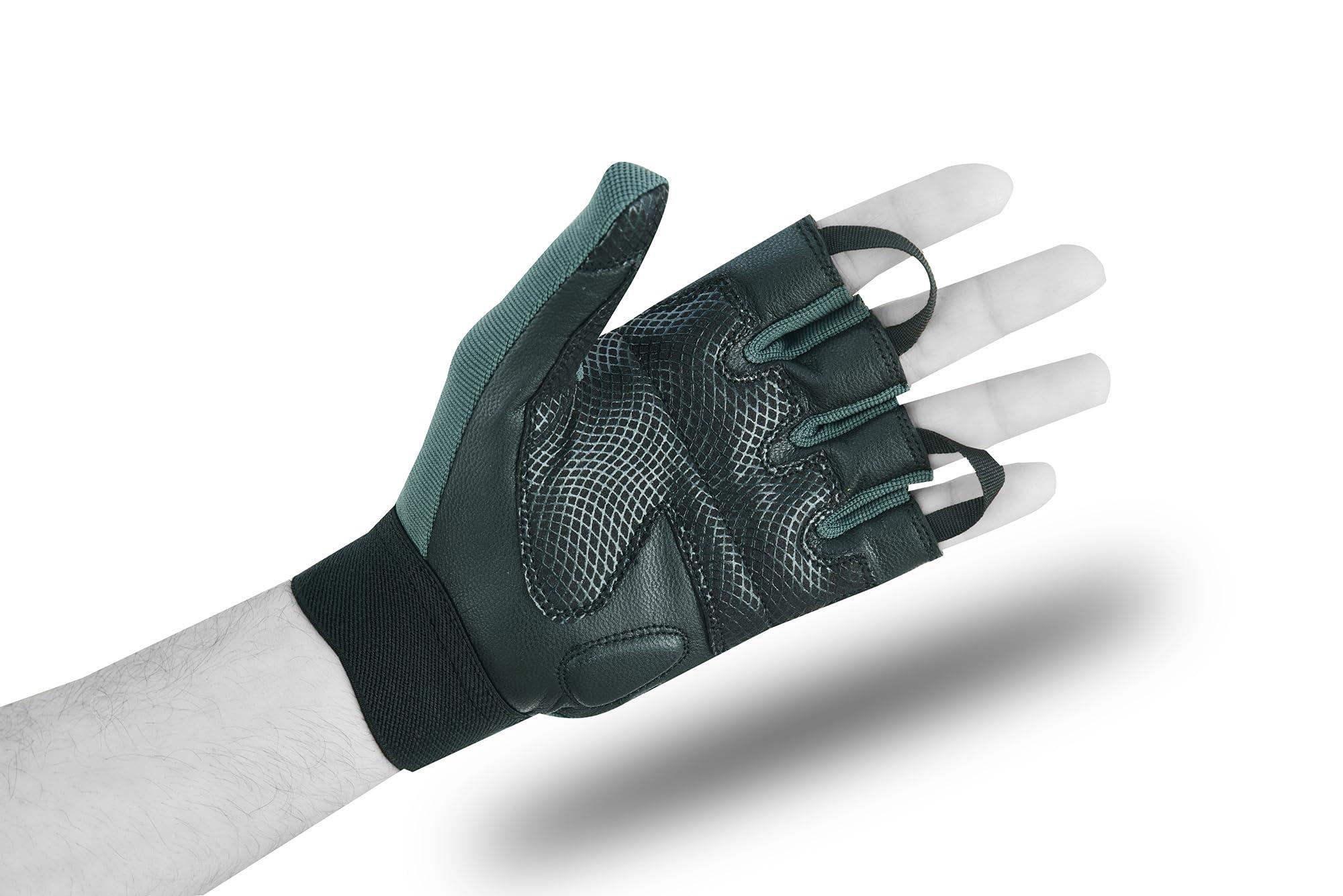 BTR BORN TO RACE BTR BORN TO RACE Wheelchair Gloves Mobility Disability Unisex Fingerless Long Thumb Leather Palm Workout Weight Lifting, Cycling, Driving Gloves for Men and Women (Black, M)