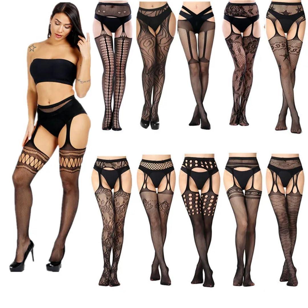 NineFit Basics Plus Size Crotchless Pantyhose Stockings Women Tights Lingerie Tights Women Suspender Pantyhose Open