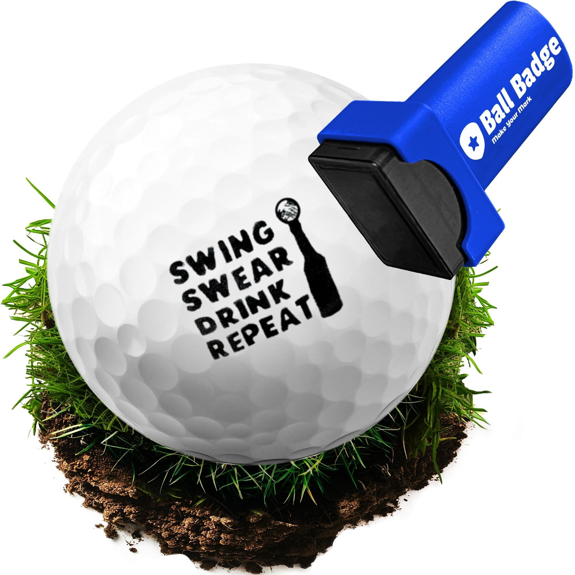 HODL 21 HODL 21 Ball Badge - Golf Ball Stamp, Self-Inking Golf Ball Stamper (The Dirty Series), Golf Ball Marker, Reusable Golf Ball Marking Tool to Identify Golf Balls (Swing Swear Drink Repeat)