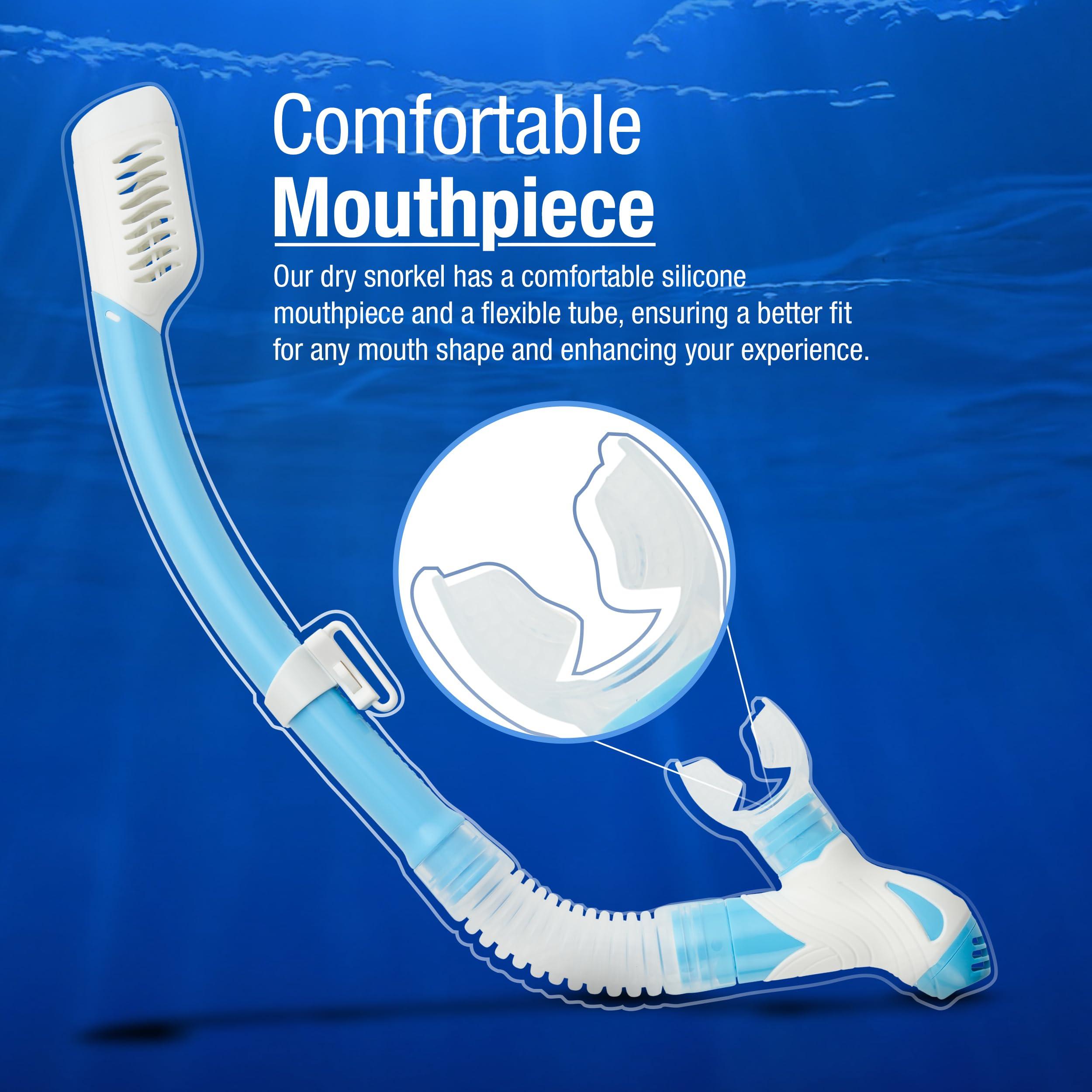 Kraken Aquatics Kraken Aquatics Dry Snorkel | Quality Professional Snorkel Gear with Dry Top Valve, Comfortable Silicone Mouthpiece and Purge Valve for Scuba Diving, Snorkeling, Freediving, Spearfishing and Swimming