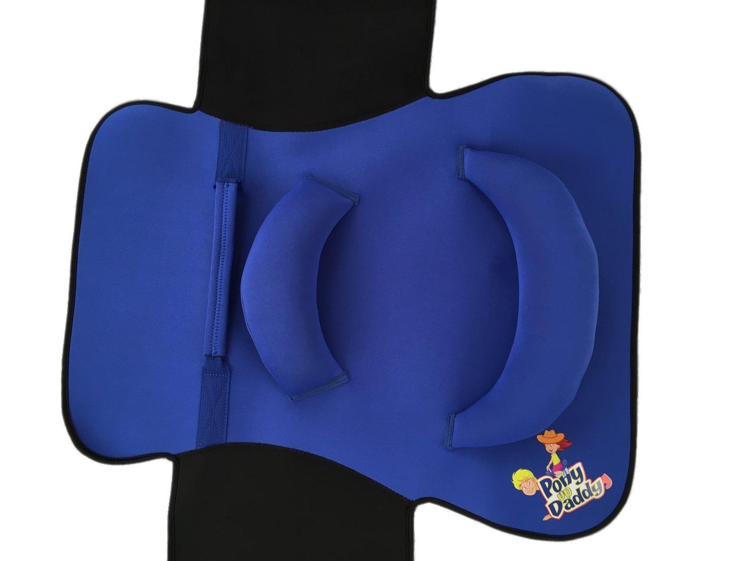Pony Up Daddy Pony Up Daddy - Neoprene Parent Saddle with Easy Close Strap - Features Padded Seat and Grab Handle for Safe and Comfortable Play Pony Rides - Fits Up to 50\" Chest Size - Sheriff Blue