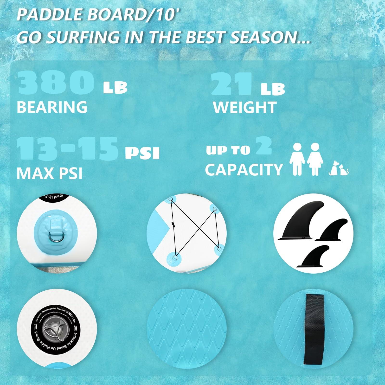 Hmtaolife Hmtaolife Inflatable Stand Up Paddle Board, Inflatable Paddle Board with SUP Paddle Board Accessories, Non-Slip Comfort Deck for Youth and Adults