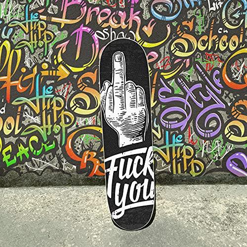 Hupery Hupery Middle Finger Sign Skateboard Grip Tape Longboard Griptape Waterproof Grip Tape Sheet Sticker Deck Sandpaper Griptape, 33.1x9.1 inch (Middle Finger)