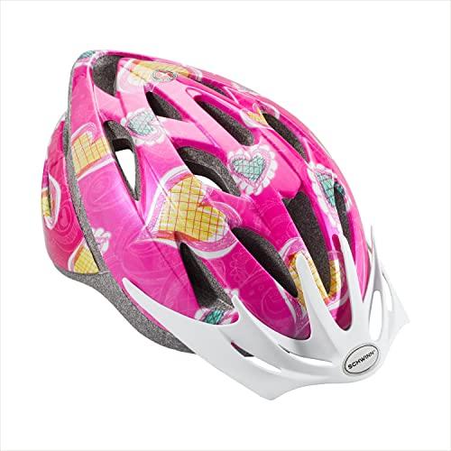 Schwinn Schwinn Thrasher Kids Bike Helmet, Boys And Girls, Fits 50 - 54cm Circumference, Ages 5-8 Year Olds, Lightweight, Detachable Visor, CPSC Safety Certified, Child, Pink/Hearts