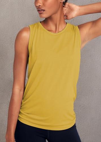Bestisun Bestisun Tie Back Workout Tank Tops Mesh Back Athletic Gym Sports Shirts for Women Yellow XL