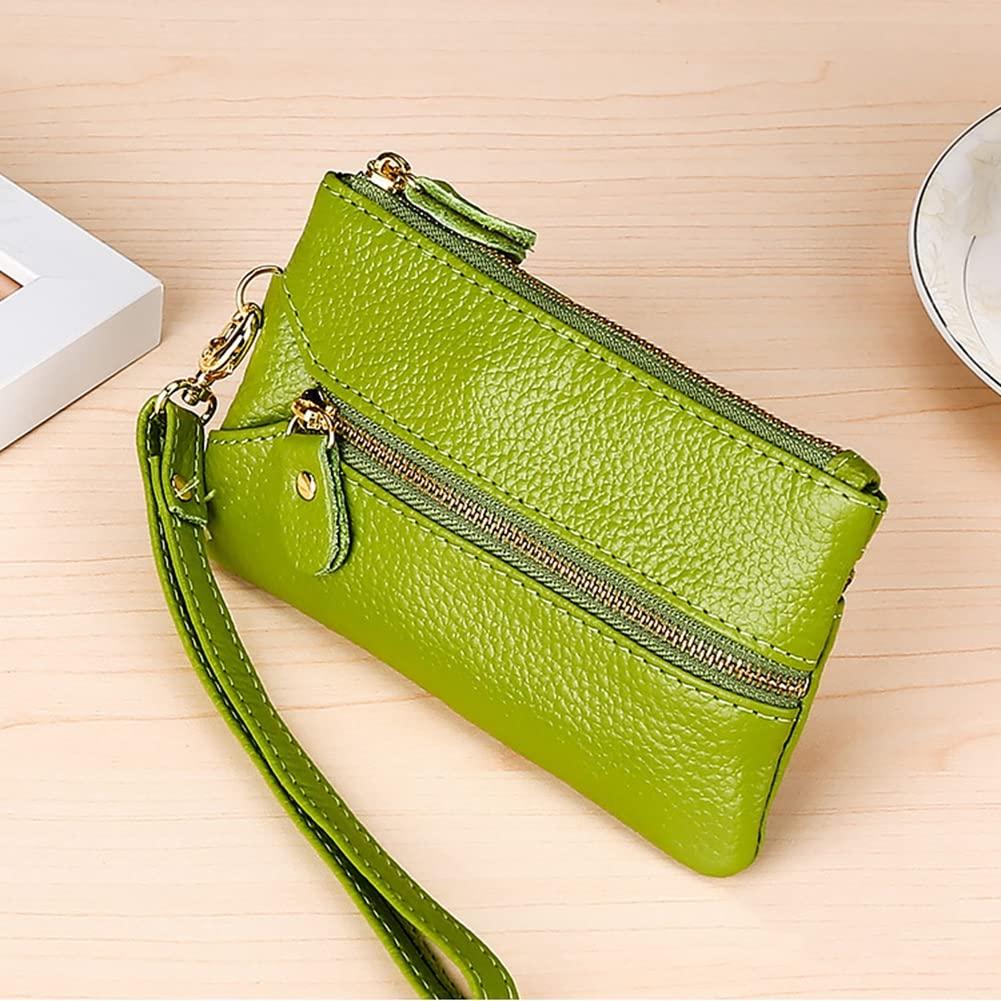 ihreesy ihreesy Key Chain Pouch,Key Organizer Case Genuine Leather Car Key Holder Bag Mini Key Protect Cover Keychain Case Wallet with 6 Hooks and Dual Zippers,Green