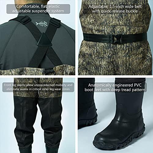 BASSDASH BASSDASH IMMERSE Breathable Ripstop Stocking Boot Foot Fishing Hunting Waders Lightweight Grey Camo Chest Wader for Men Women