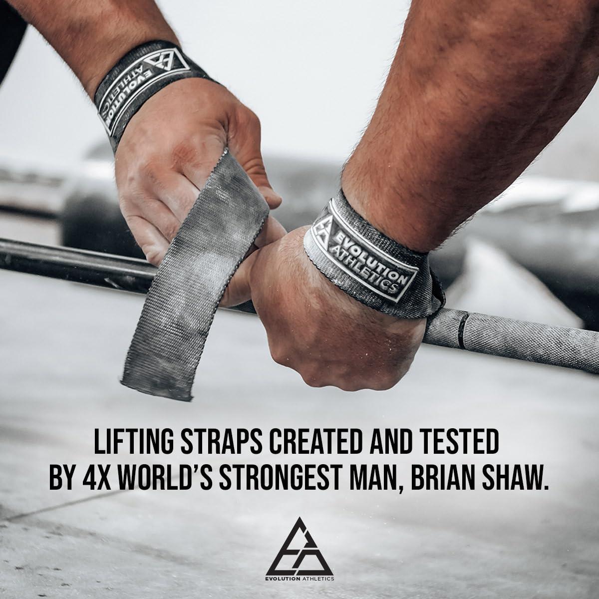 EA EVOLUTION ATHLETICS Evolution Athletics Extreme Sport Lifting Straps for Strong, Secure Weightlifting, Powerlifting, Strength Training Grip, Heavy-Duty Material for Durability, 24.75" L x 1.5" W, Black, One Pair