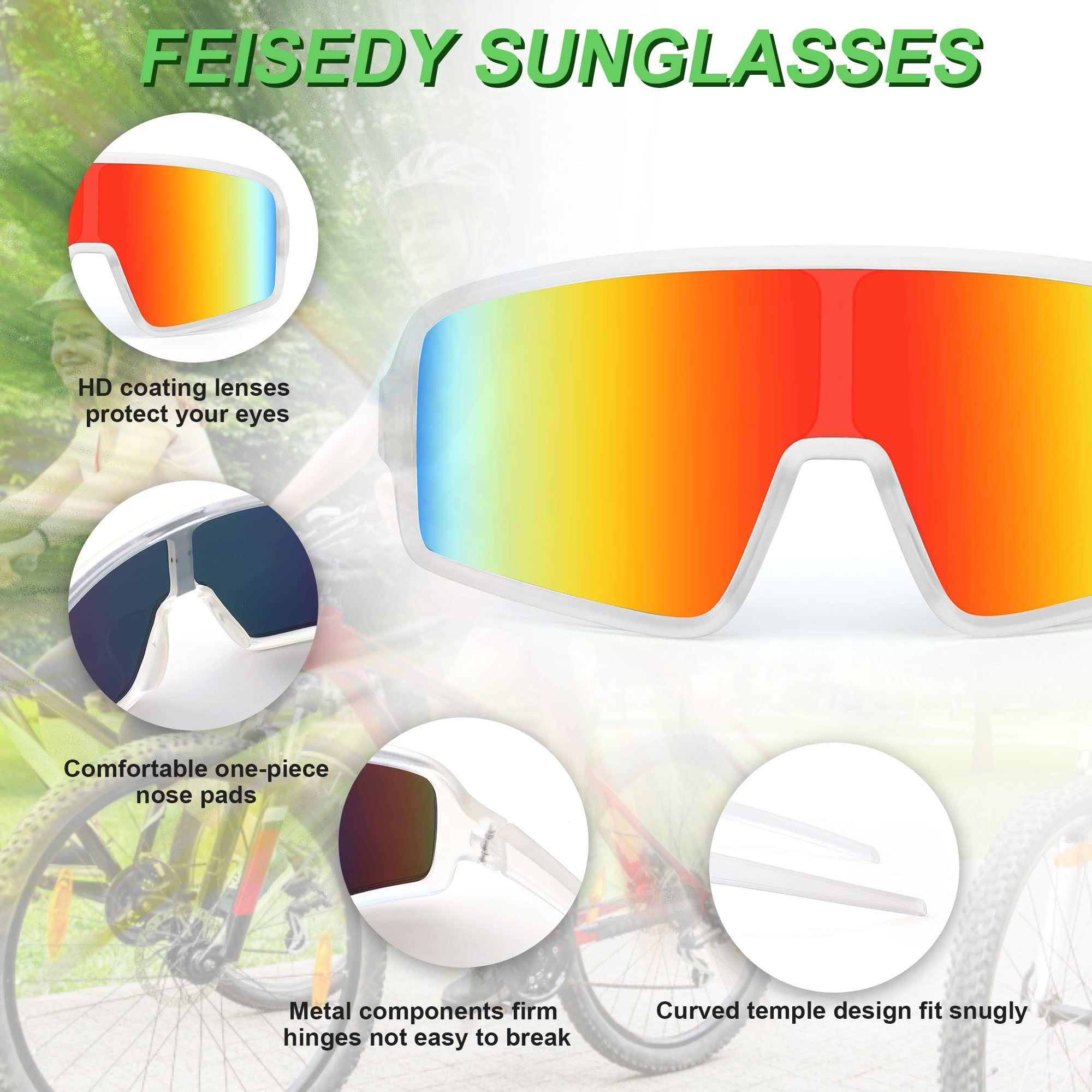 FEISEDY FEISEDY Sports Cycling Sunglasses 4 Lenses Baseball Fishing Ski Running Trekking Golf UV400 Mirrored Sun Glasses B2962
