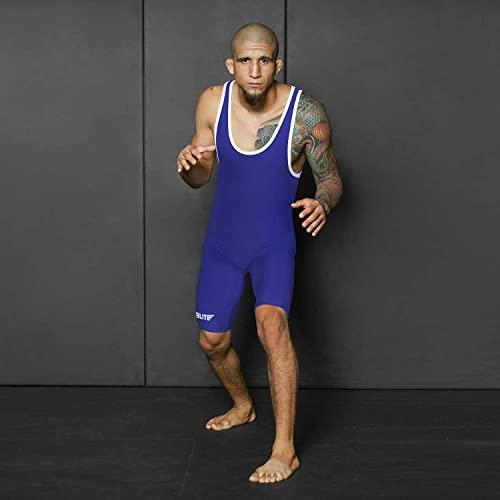 Elite Sports Elite Sports Mens wrestling singlets, Standard Singlet for Men Wrestling Uniform (Blue, X-Large)