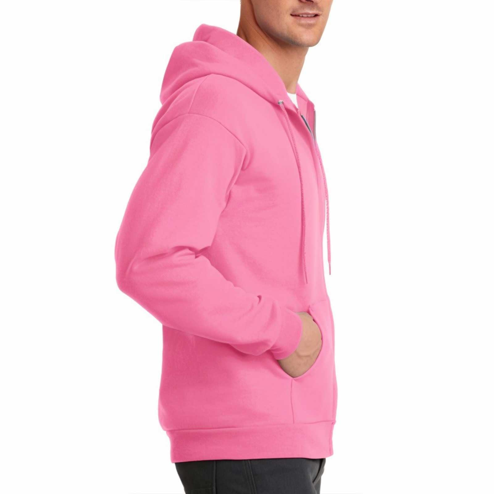 Mlgaril Mlgaril Pink Mens Zip Up Hoodie Long Sleeve Fleece Full-zip Hooded Sweatshirt Pullover With Kangaroo Pocket S