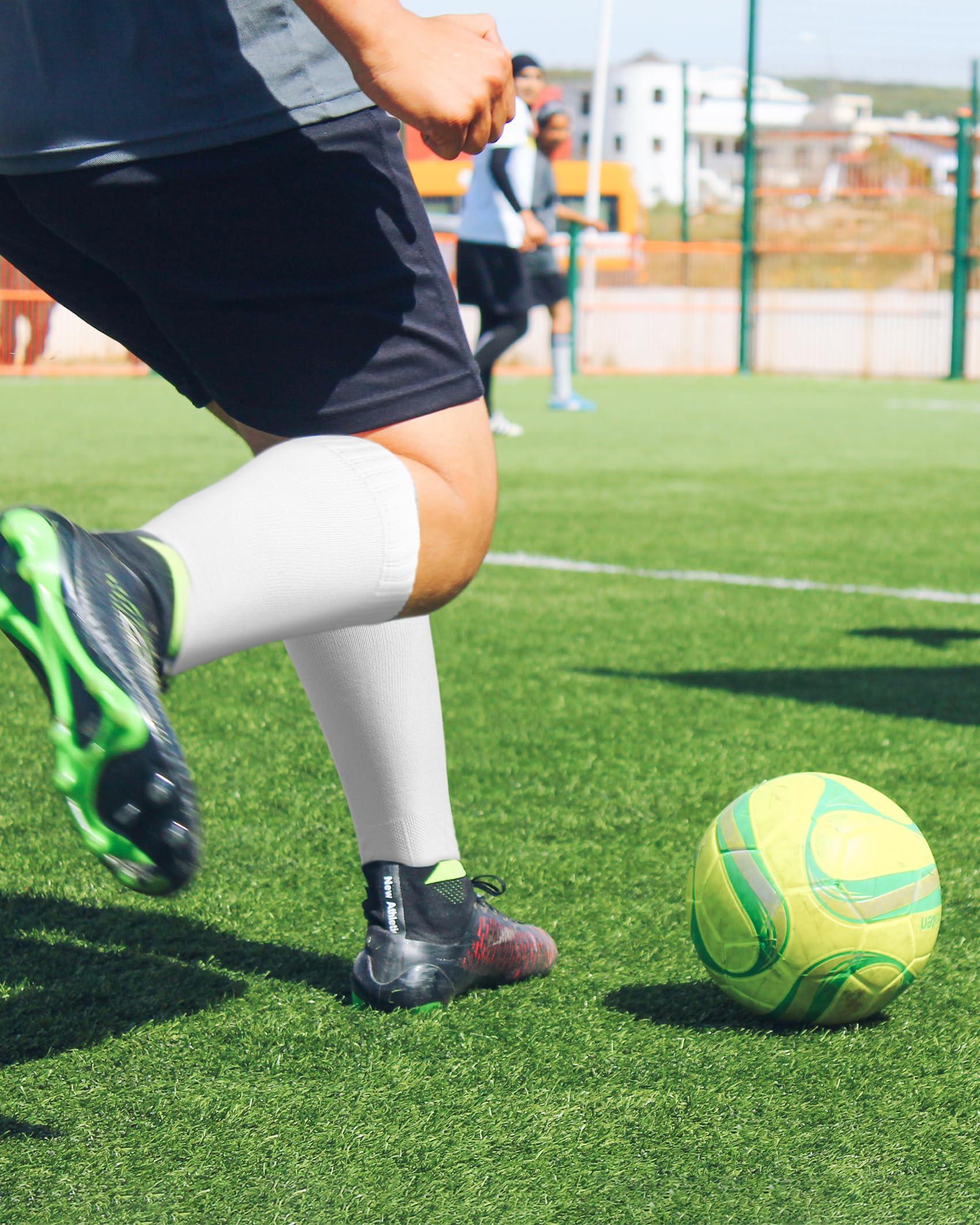 CWVLC CWVLC Boy's Soccer Socks Youth 5 Pairs Rugby Sport Team Athletic Knee High Long Tube Cotton Compression Socks White Small (3Y-5Y Youth/ 4-6 Women)