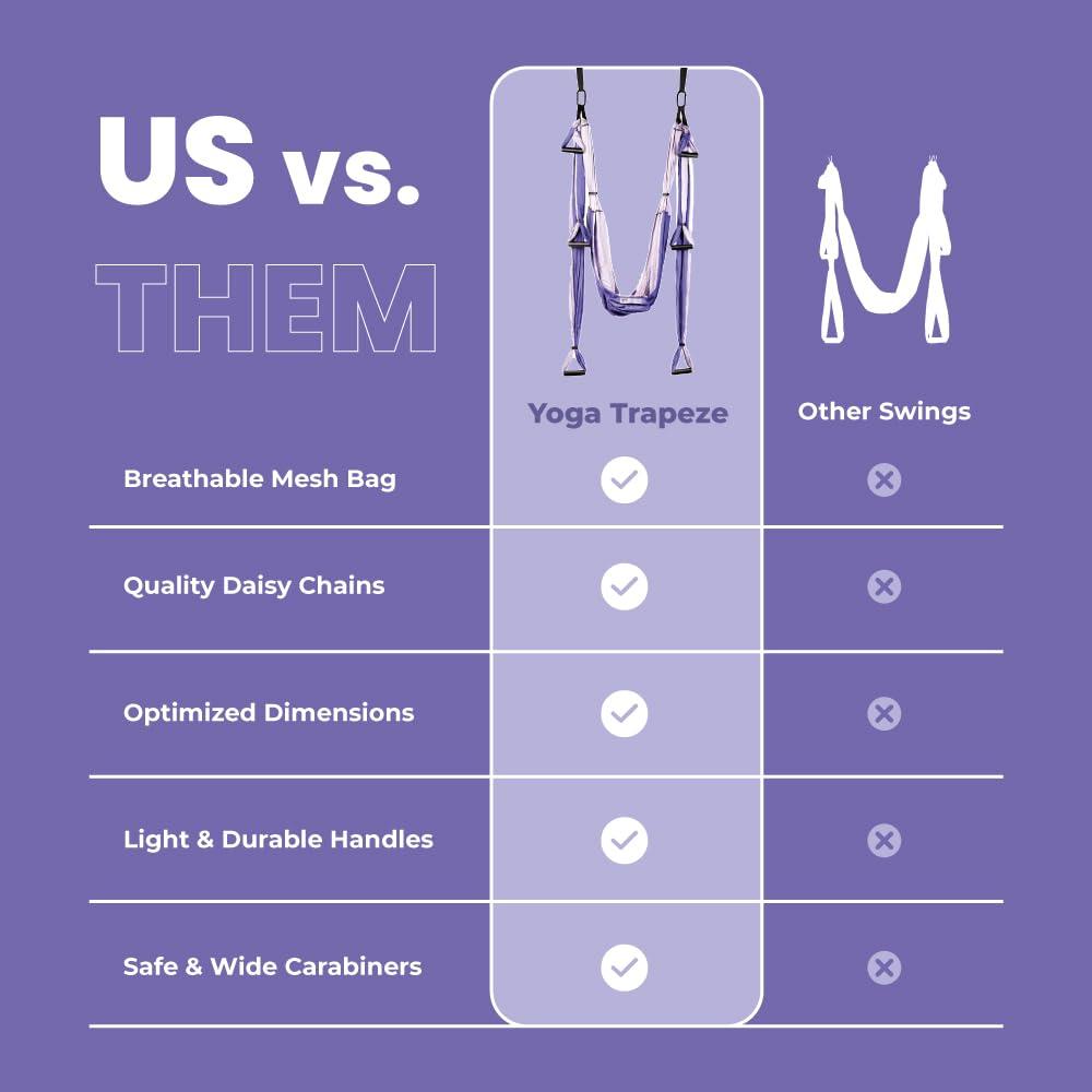YOGABODY Yoga Trapeze Swing Set for Home & Outdoor | Easy Setup for Strength, Balance & Back Pain Relief | Adjustable Straps & 600lb Capacity, Includes Carrying Bag & Online Tutorials, Purple