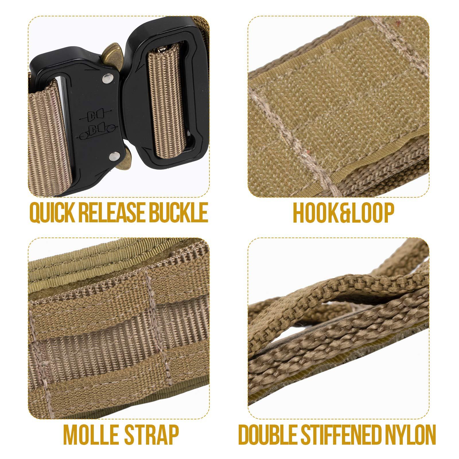 VISMIX VISMIX Tactical Belt, Quick Release 1.75\" MOLLE Battle Belt with Inner Belt and Anti-Slip Pad- Heavy Duty Battle Belts