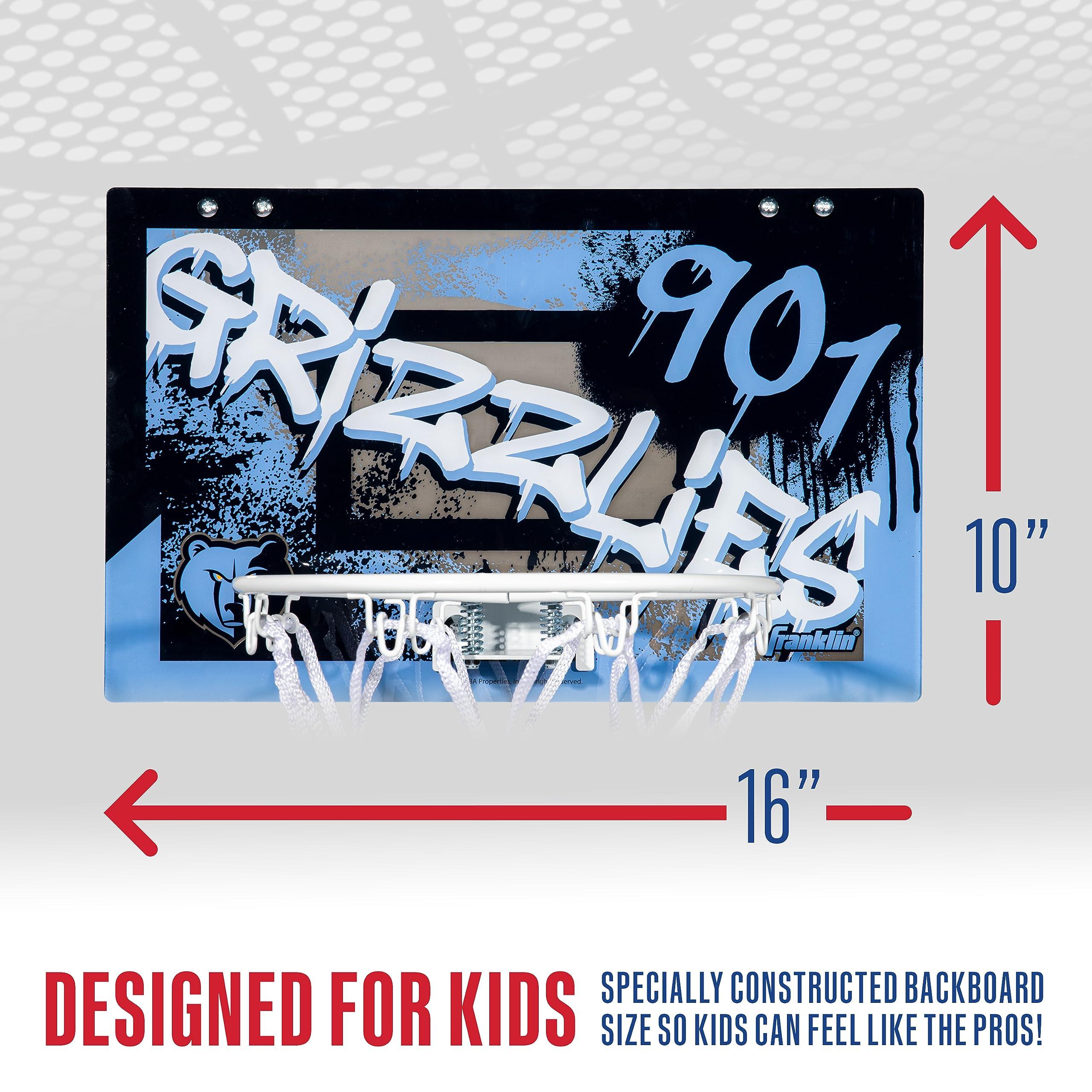 Franklin Sports Franklin Sports NBA Memphis Grizzlies Over The Door Basketball Hoop - Kids Indoor Hoop with Mini Basketball - NBA Fan Shop Toy for Bedroom + Office - Over The Door Set