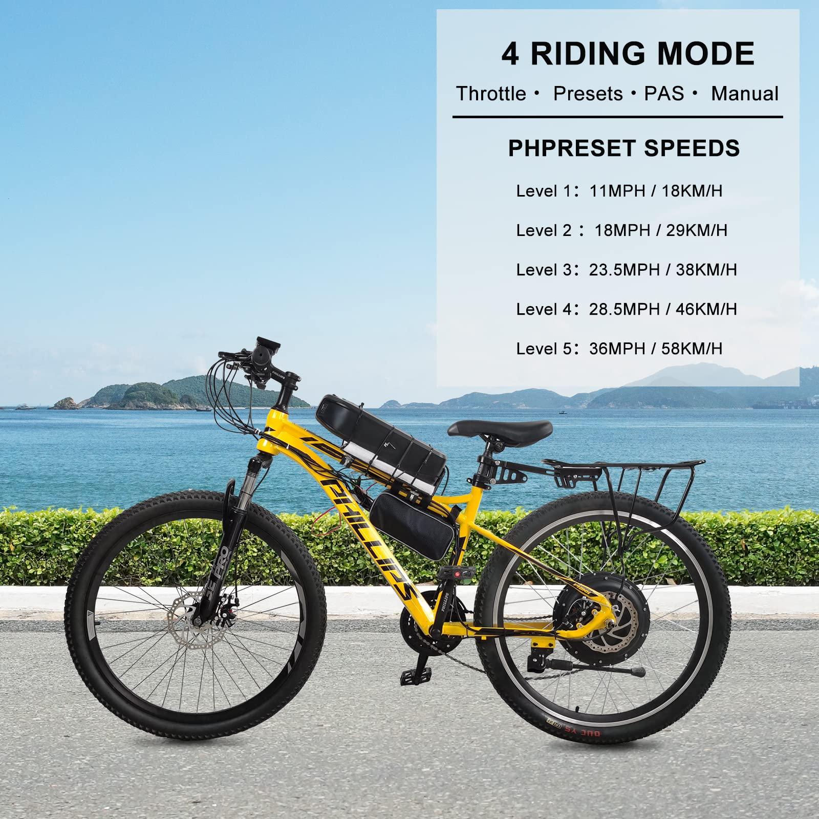PEXMOR PEXMOR Electric Bike Conversion Kit, 48V 1000W 26\" Rear Wheel E-Bike Hub Motor Kit, Upgrade 3 Mode Controller w/PAS/LCD Display/Twist Throttle Ebike Bicycle Wheel Kit