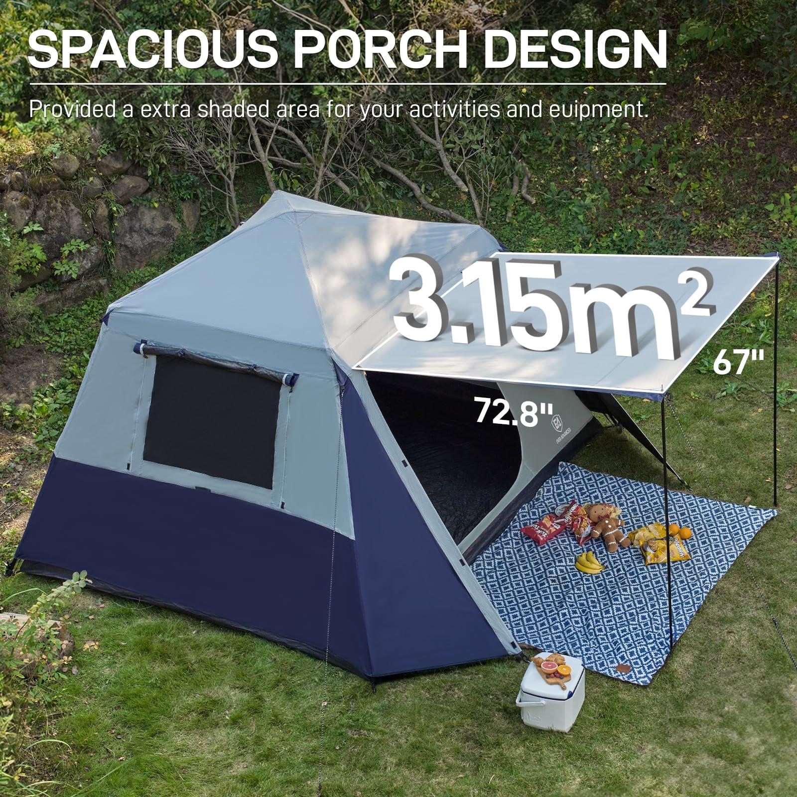 EVER ADVANCED EVER ADVANCED Blackout 6 Person Camping Tent, Instant Cabin Tent for Family with Vestibule and Large Mesh Windows, 60s Easy Setup, Double Layer, Water-Resistant, Blue