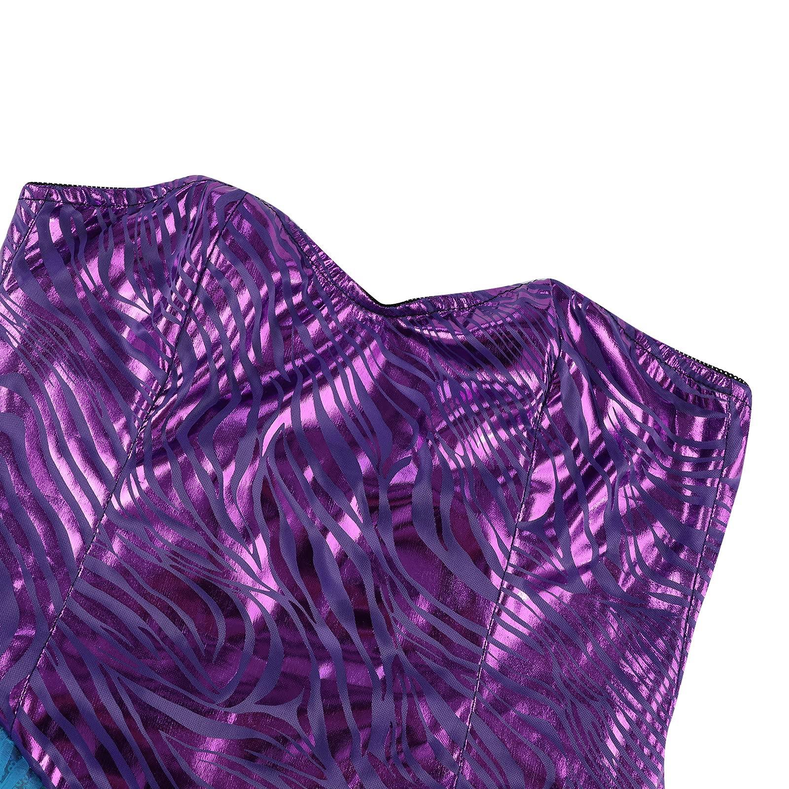 fyclemt Women's Adult Halloween Mermaid Costume Role Play Mermaid Tail Dress Maxi Skirts Sequins Glitter Cosplay Party Dress Up (New Blue, S)