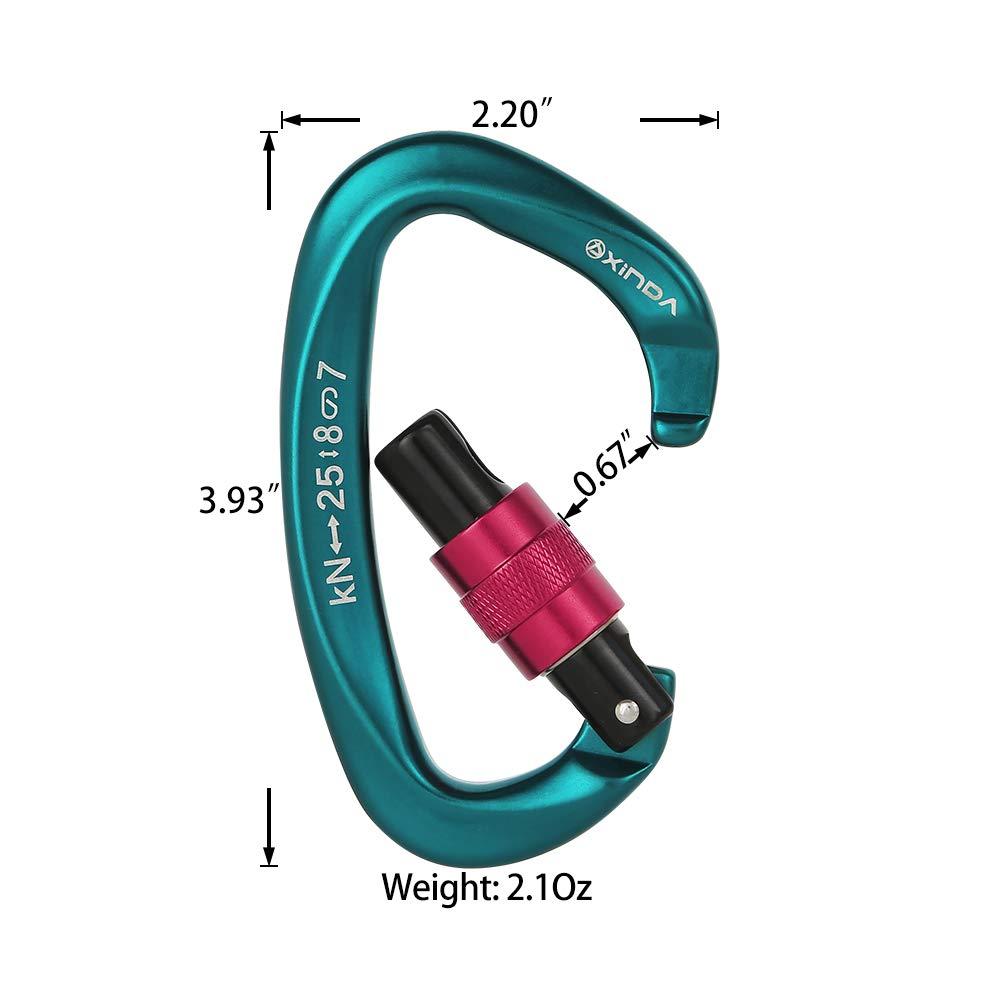 XINDA XINDA Screwgate Locking Carabiner Clip - Professional Rock Climbing Carabiner Screw Lock,Heavy Duty Carabiners for Climbing,Mountaineer,Hammock,Camping,Outdoor Equipment (2 pcs Green)
