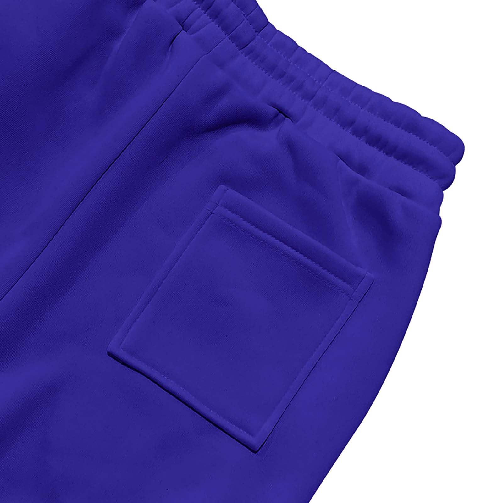 NineFit Basics Royal Blue Sweatpants Open Bottom Sweatpants for Men Winter Warm Fleece Lined Cargo Pants Relaxed Fit Tapered Work Pants with Pockets Heavyweight Sweatpants Thermal Hiking Pants Wide Leg Sweatpants