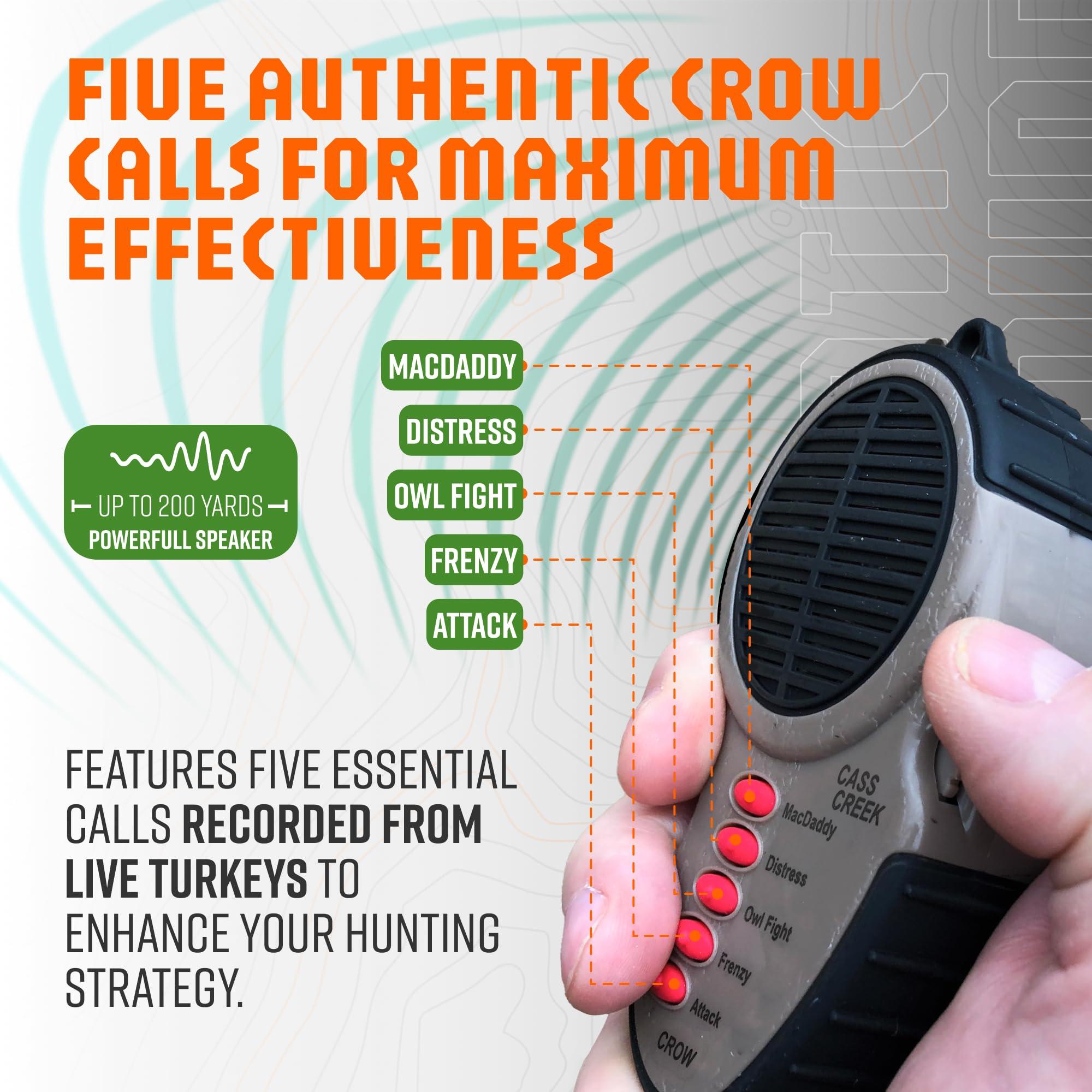 Cass Creek Cass Creek Ergo Crow Call, Handheld Electronic Game Call, CC065, Compact Design, 5 Calls In 1, Expert Calls for Everyone,Camo