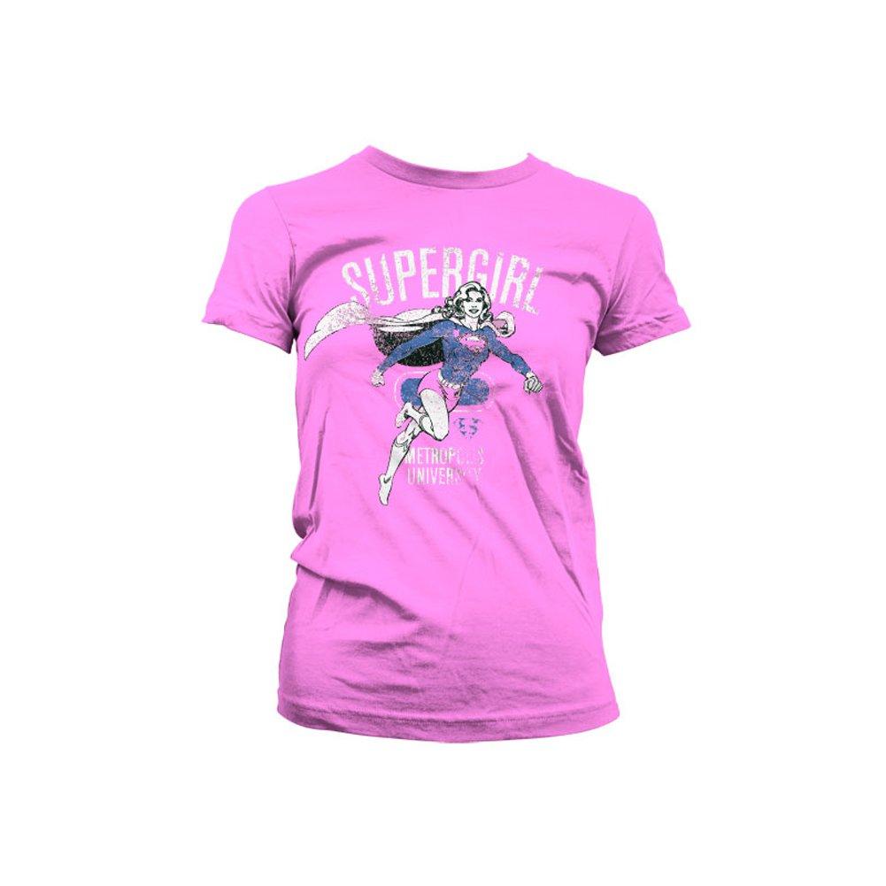 Supergirl Supergirl Officially Licensed Merchandise Metropolis Distressed Girly T-Shirt (Pink), Large