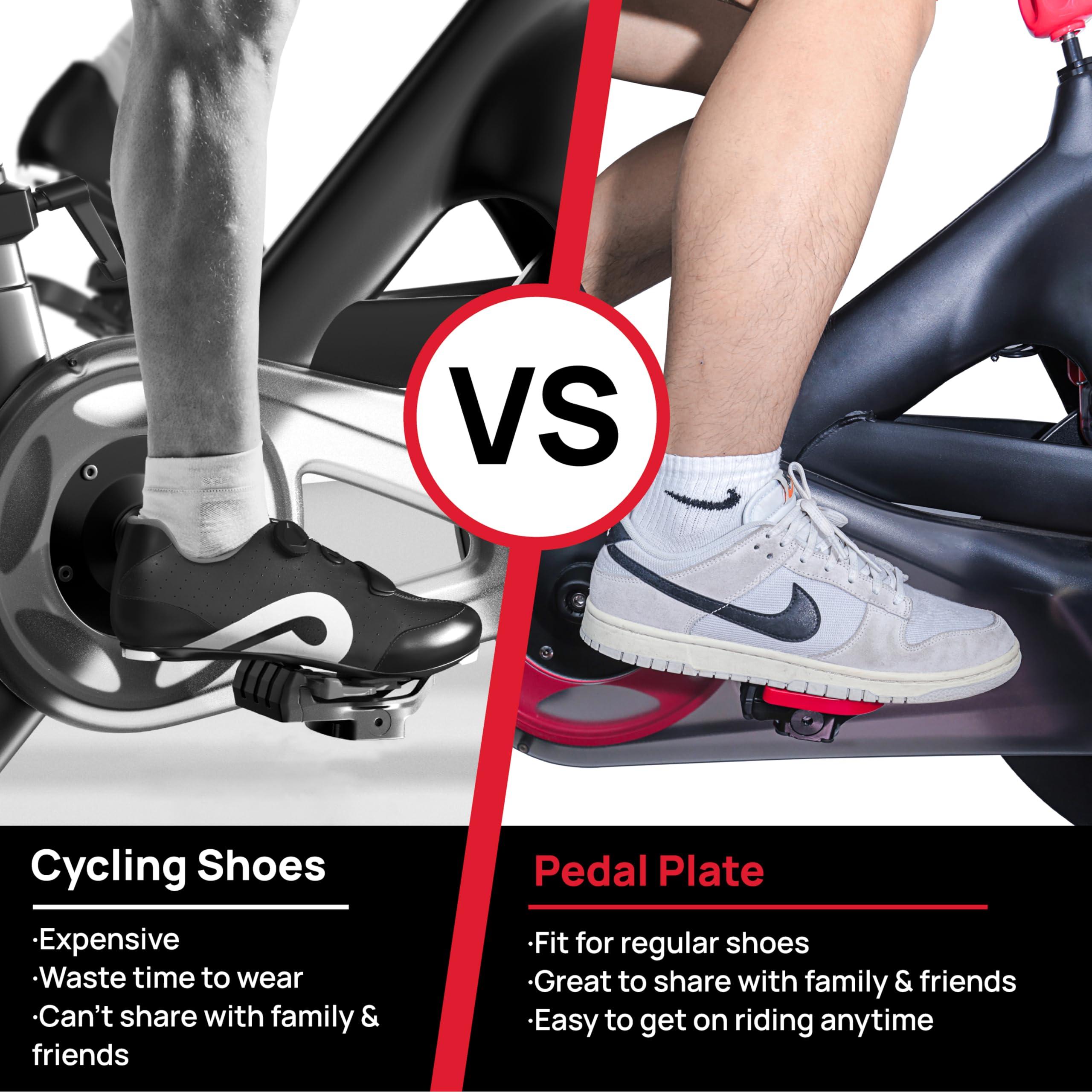 PeloFamily Pedals for Regular Shoes Compatible with Peloton Bike & Bike Plus, Pedal Converter Extra Large Fit Original Bike & Bike+, Replacement Pedals Adapter, Flat Platform Clipless, Exercise Bike Accessories