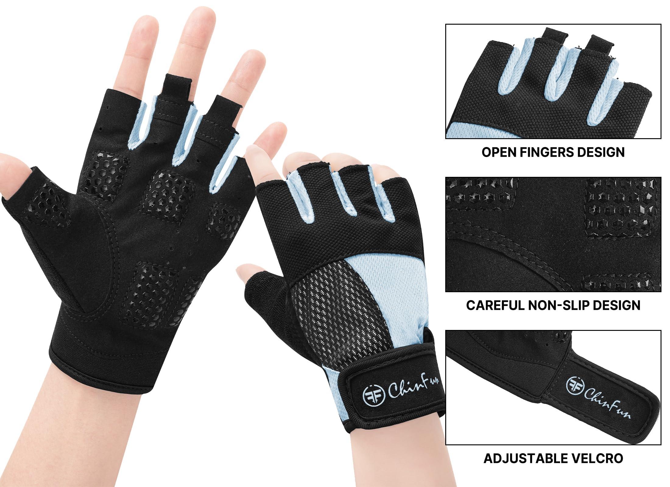 ChinFun Kayaking Gloves 3/4 Finger - Provide Cushioning and Protection, with Resistant Palm and Grip, Easy to Take on and Off, Perfect for Diving, Sailing, Kayaking - Men, Women, Youth