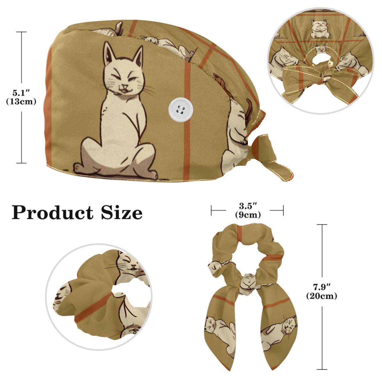 YTYVAGT Nursing Hats,Working Cap with Buttons and Cotton Sweatband,Animal Yoga Bulldog