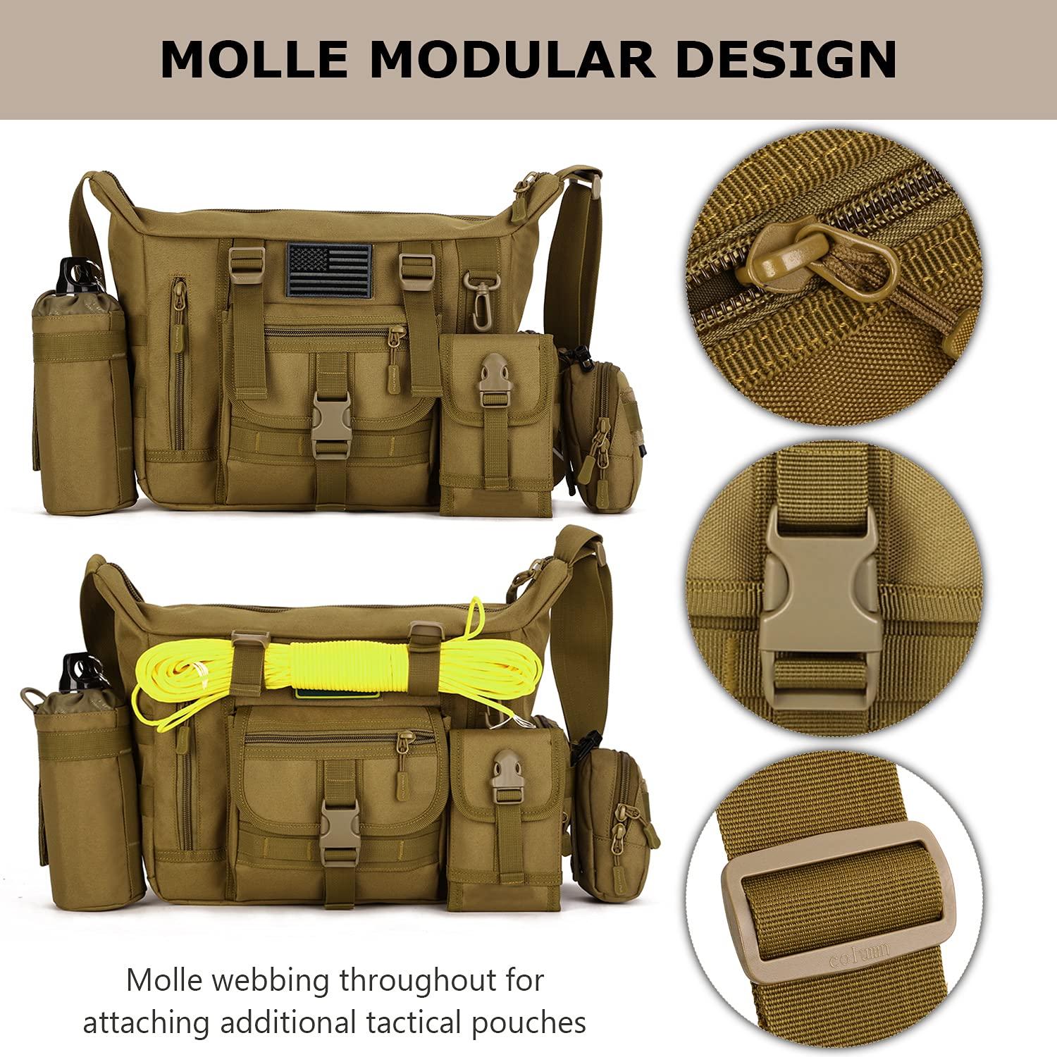 SunForMorning SunForMorning Tactical Messenger Bag Military Molle Briefcase Crossbody Shoulder Bags for Working Cycling Hunting Camping, Black Camo