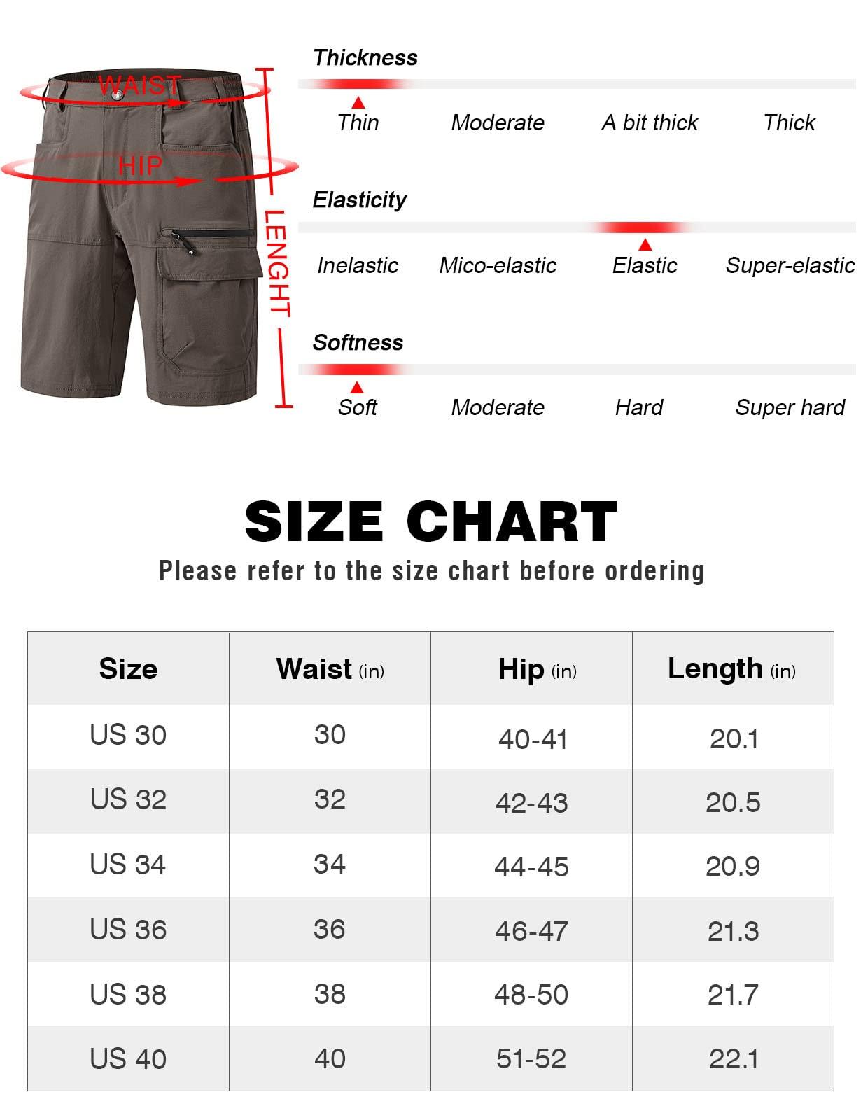 Rdruko Rdruko Men\'s Quick Dry Work Shorts Water Resistant Golf Cargo Shorts with Zipper Pockets(Brown, US 36)