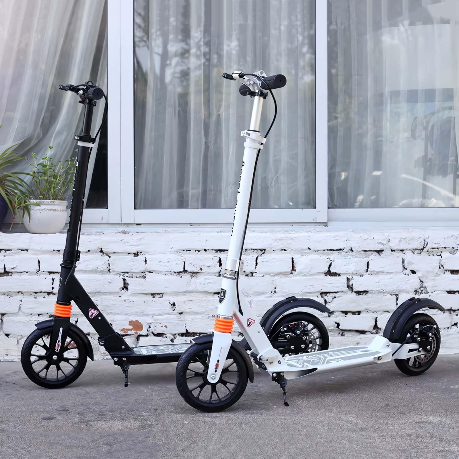 CUIOT CUIOT Kick Scooter for Adults - 8" Big Wheels Foldable Scooter for Kids Ages 10+,Teens & Adults, Adjustable Handlebar, Disc Brake& Suspension, Lightweight Aluminum Frame Up to 250+ lbs,Black