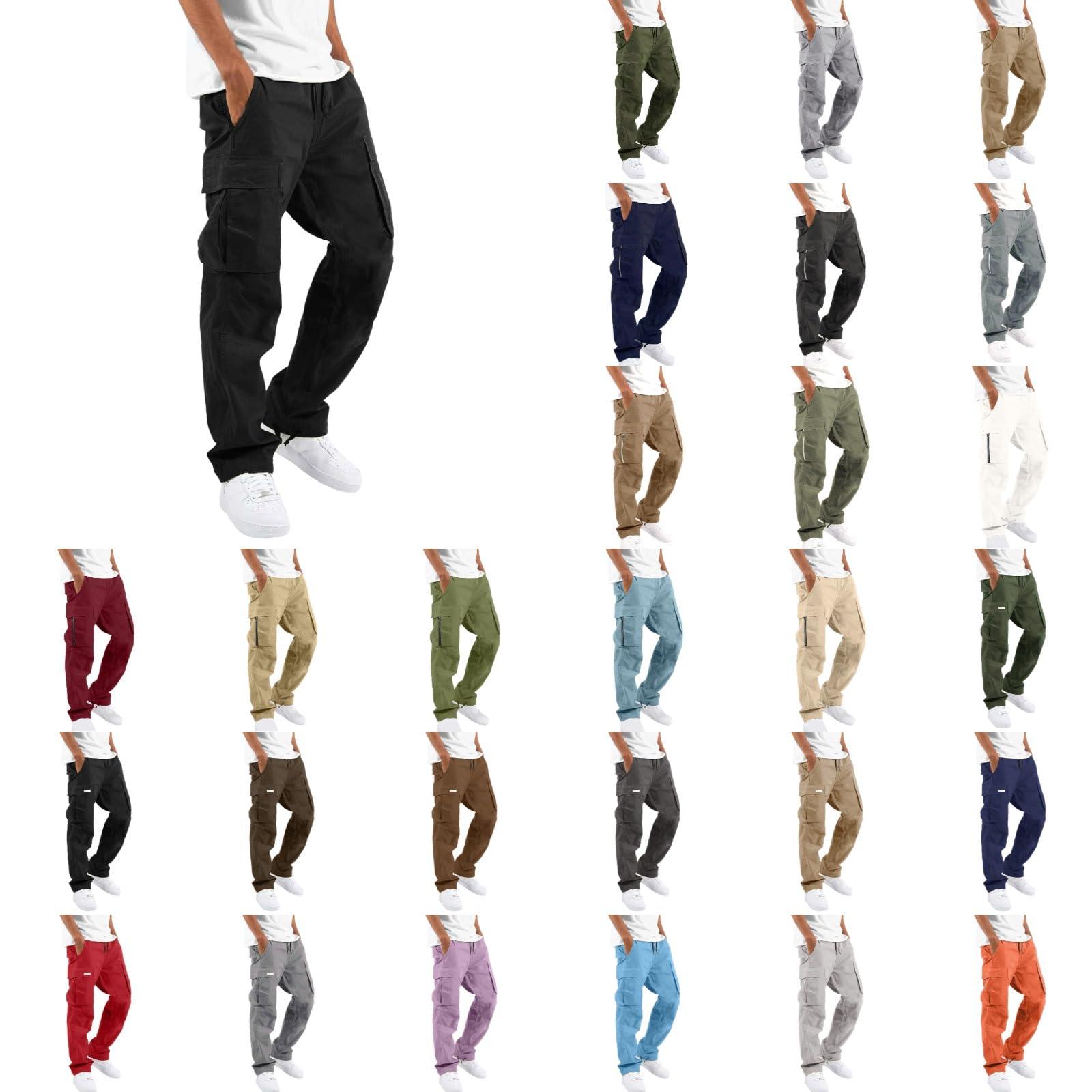 mens cargo sweatpants Sweatpants for Men 3 Pack Cotton Joggers for Men Mesh Cargo Pants for Men Stretch Slim Fit String White Cargo Pants Men Quick Dry Trendy Stretch Cotton and Linen Casual