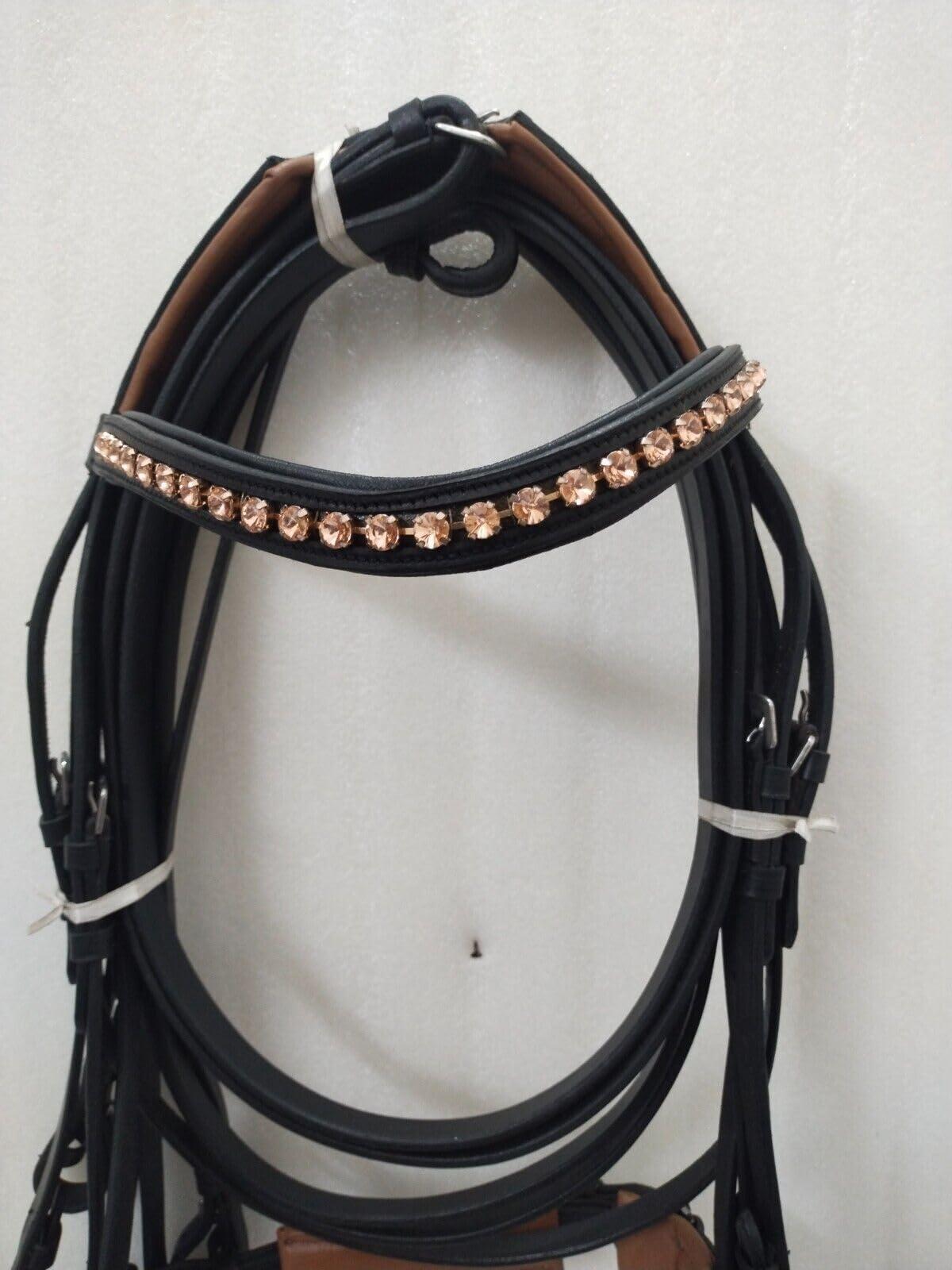 NineFit Basics SABA International Weymouth Leather Double Reins Bridle Brown Padding (Small)
