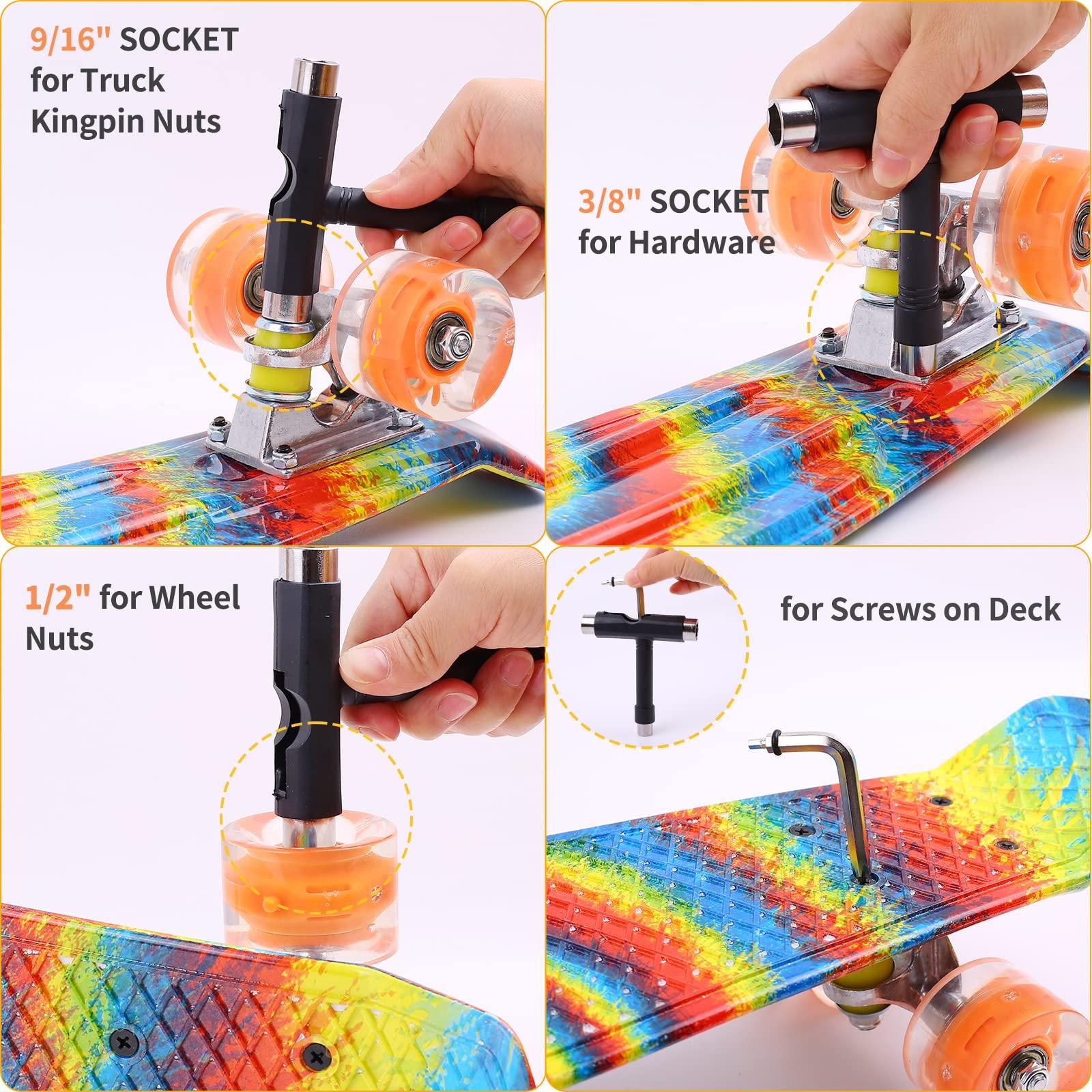 Kqpoinw Kqpoinw Kids Skateboard,22\" Complete Skateboards for Kids,Teens,Grils,Beginners,Skate Board,Rainbow Skateboards with Colorful LED Light up Wheels,Skate Tool, Ideal Gift for Girls,Kids,Teens.