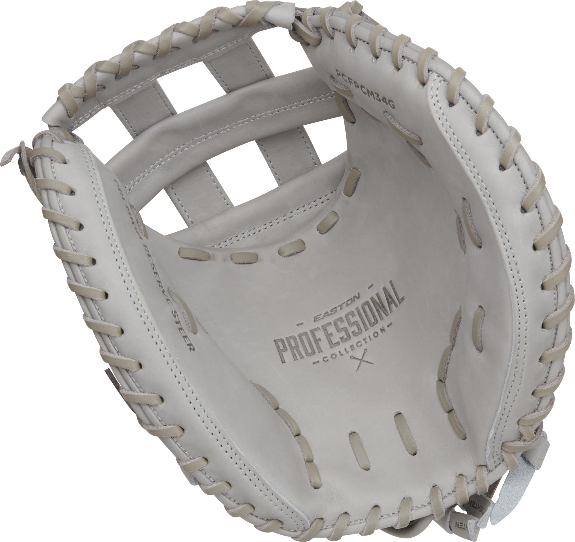 Easton Easton | Professional Collection Fastpitch Softball Catcher's Mitt | Right Hand Throw | 34" - Modified Pro H-Web | Grey