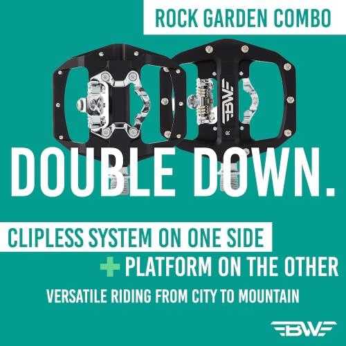 BW USA BW USA Rock Garden Combo Pedals Dual Sided MTB Platform and SPD Compatible Bike Pedals