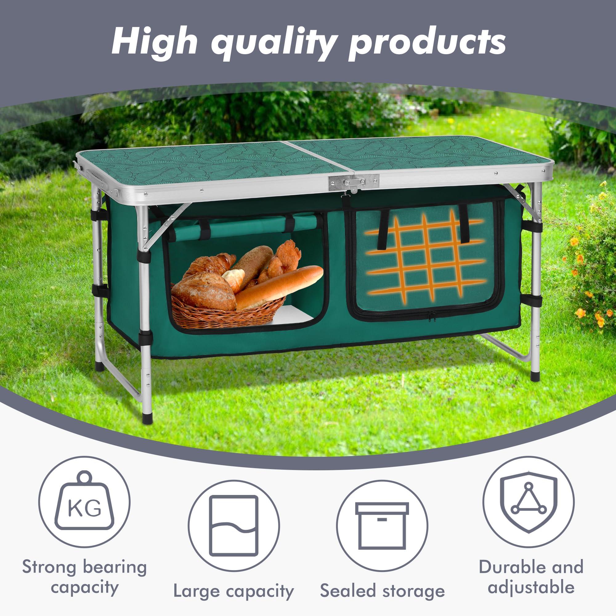 Camp Field Camp Field Camping Folding Aluminum Table with Adjustable Legs for Outdoor Travel Beach, Backyards, BBQ, Party and Picnic Foldable Table