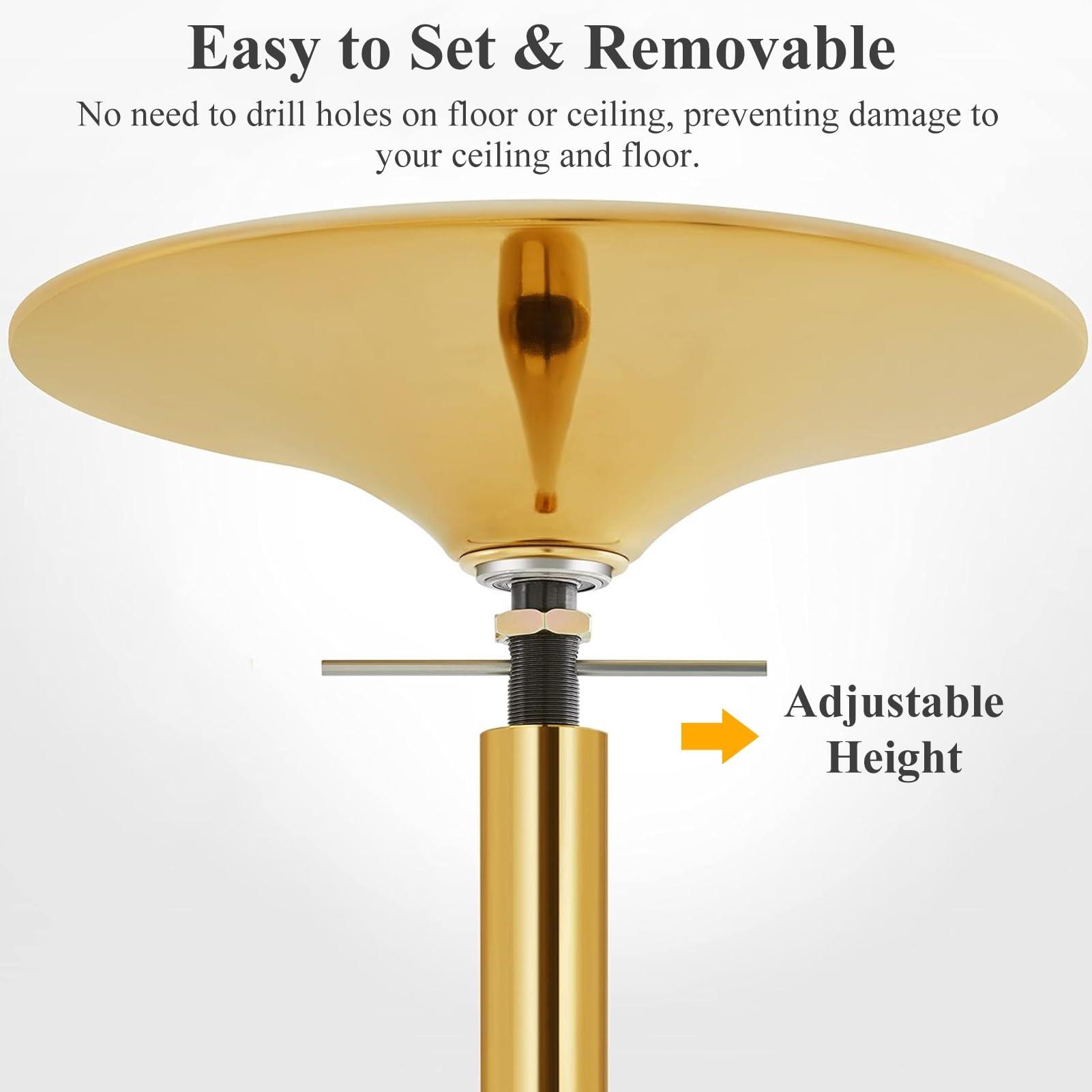 JYDQMOLS Adjustable Height Spinning Pole Gold Portable Dance Pole Kit, Heavy Duty Spinning Steel Pole Apartment Friendly, Living Room/Bedroom/Party Stripper Pole 7.2ft to 12.2ft(2.2M-2.7M(7.2FT-8.9FT))