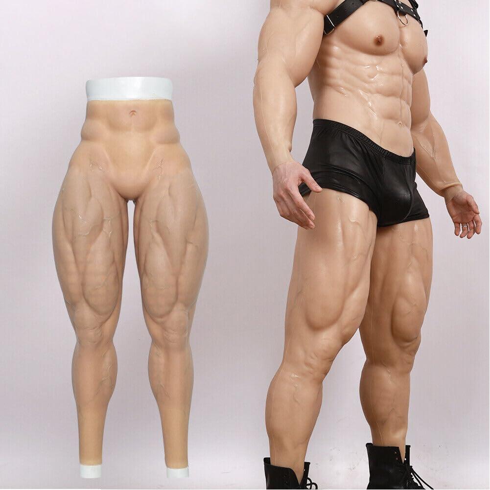 Oppaionaho Oppaionaho Silicone Muscle Pants Realistic Fake Leg Shaper for Men Muscle Suit, Artificial Silicone Fake Man Simulation Muscle Pants (#1,Free Size)