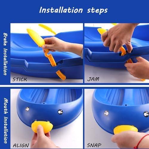 HAWEWE Children's Snowboard Sledge, Thickened Wear-Resistant Sledge, Adult Sledge with Backrest, Winter Snow Sleds