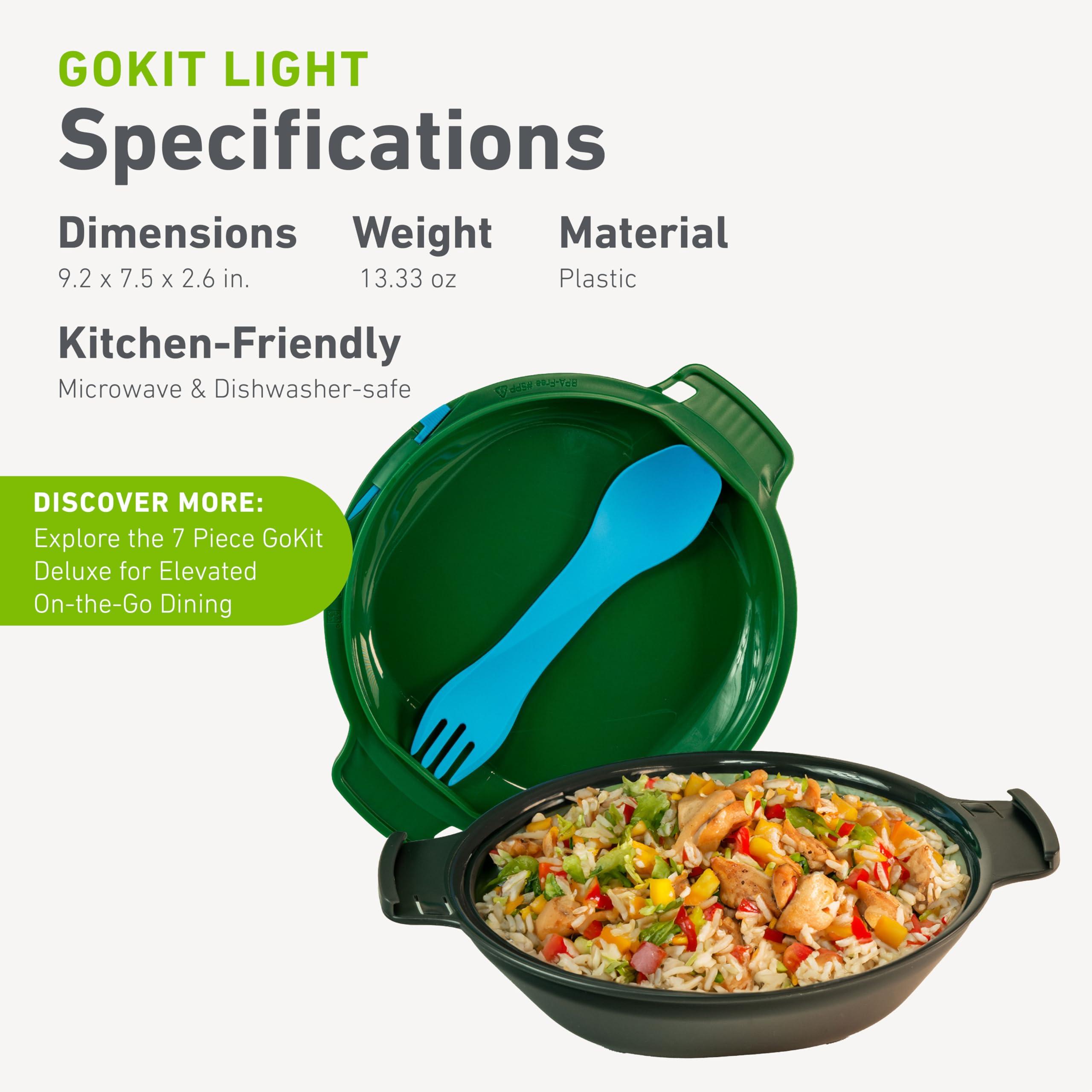 humangear humangear GoKit Light: 5-Tool Lightweight Camping Mess Kit with Camping Plate, Bowl, Utensil, and Toothpick - Ideal On-The-Go Camping Solution, Charcoal/Green