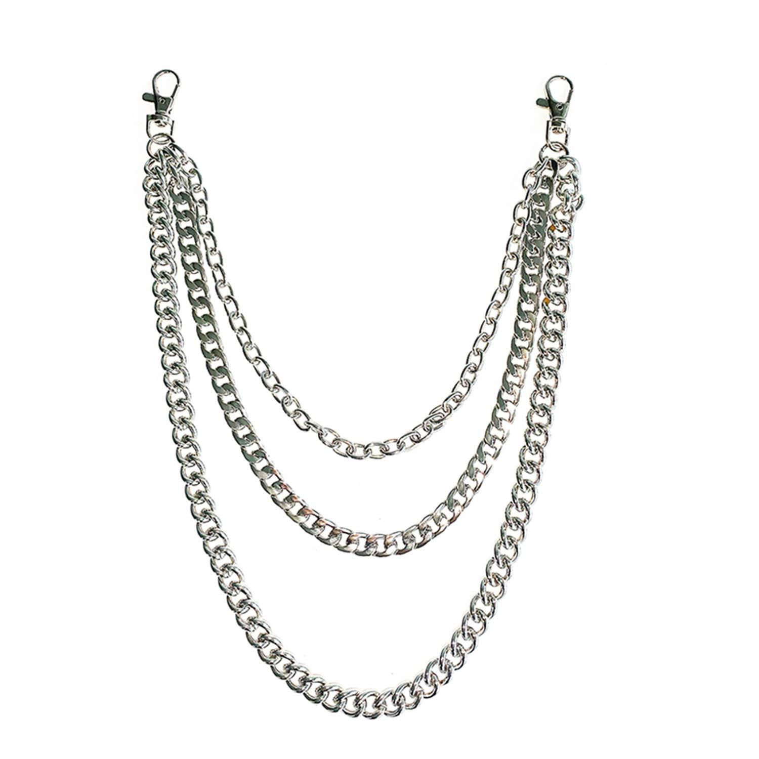 Lainrrew Lainrrew Trousers Chain, Pants Chain Belt Chain Wallet Chain Pocket Chain Hip Hop Punk Jeans Chain Key Chain Goth Accessories for Eboy Egirl Women Men (Silver)