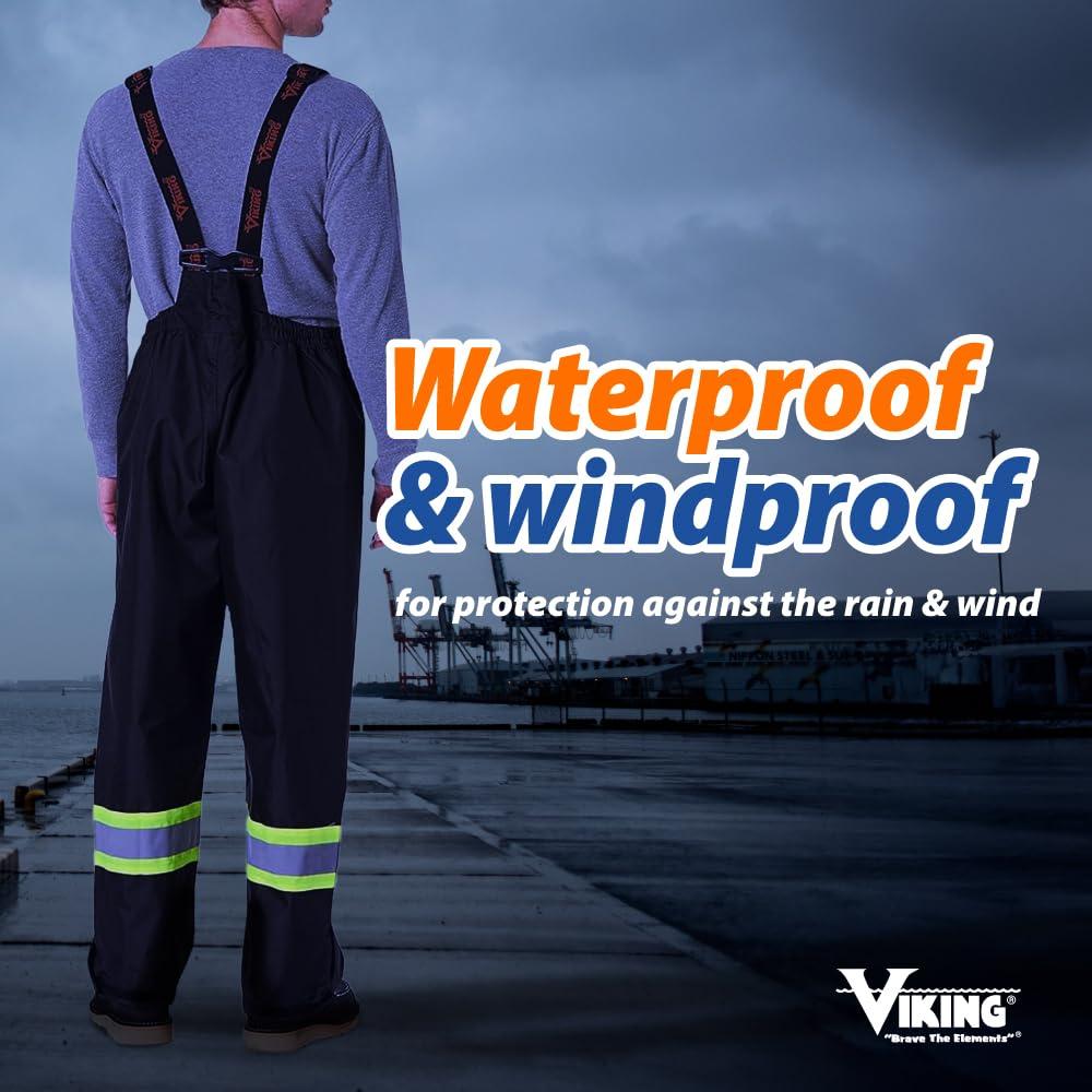 VIKING Viking Professional Journeyman 300D Trilobal Rip-Stop Fire Resistant Bib Overalls - FR Pants for Men and Women, Class 1, Black - X-Large