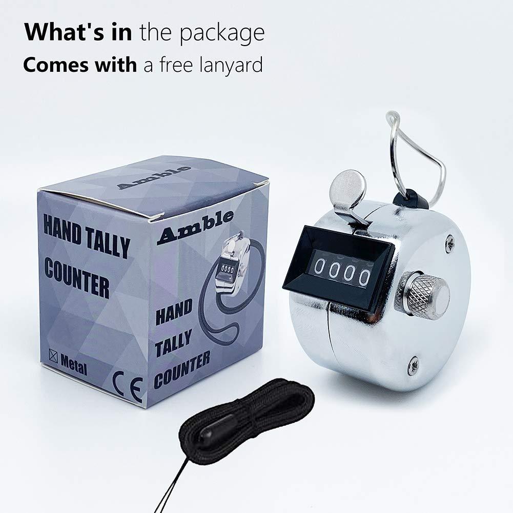Amble Amble Tally Clicker Counter, Metal Case Mechanical Clicker Digital Handheld Tally Counter with Nylon Lanyard